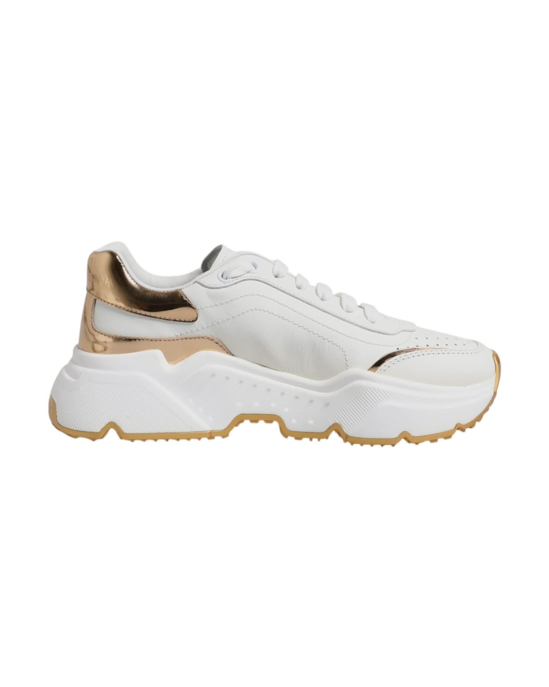 Dolce & Gabbana White Gold Daymaster Low Top Sneakers Shoes Sneakers