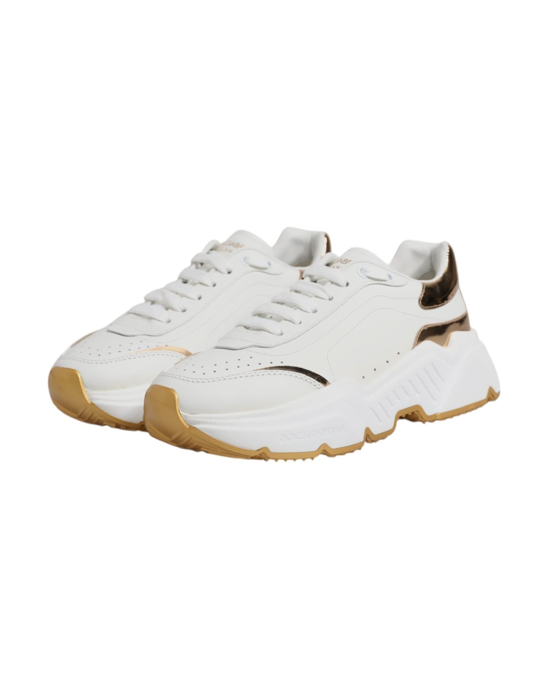 Dolce & Gabbana White Gold Daymaster Low Top Sneakers Shoes Sneakers