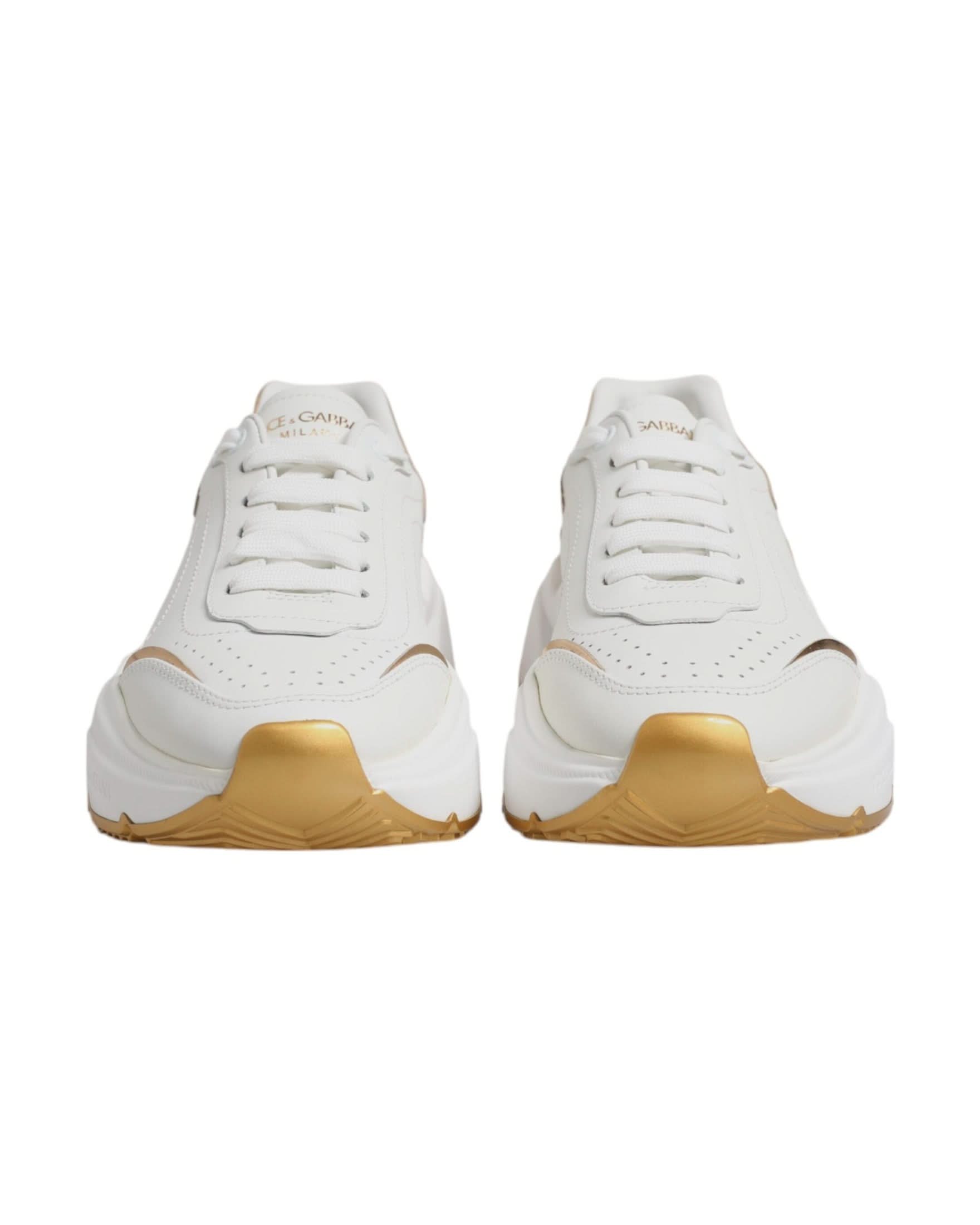 Dolce & Gabbana White Gold Daymaster Low Top Sneakers Shoes Sneakers