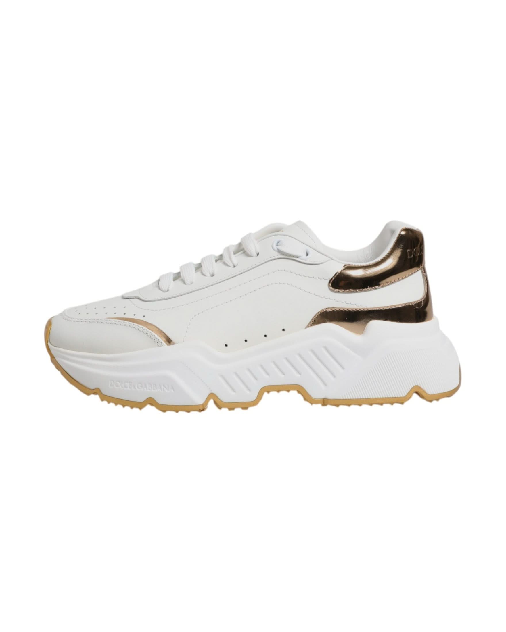 Dolce & Gabbana White Gold Daymaster Low Top Sneakers Shoes Sneakers
