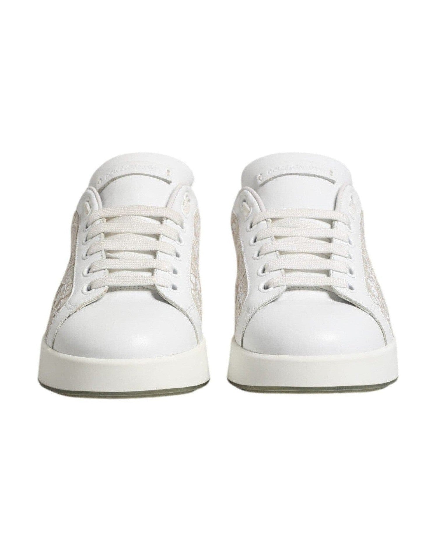 Dolce & Gabbana White Lace Leather Low Top Sneaker Shoes Glam Steals
