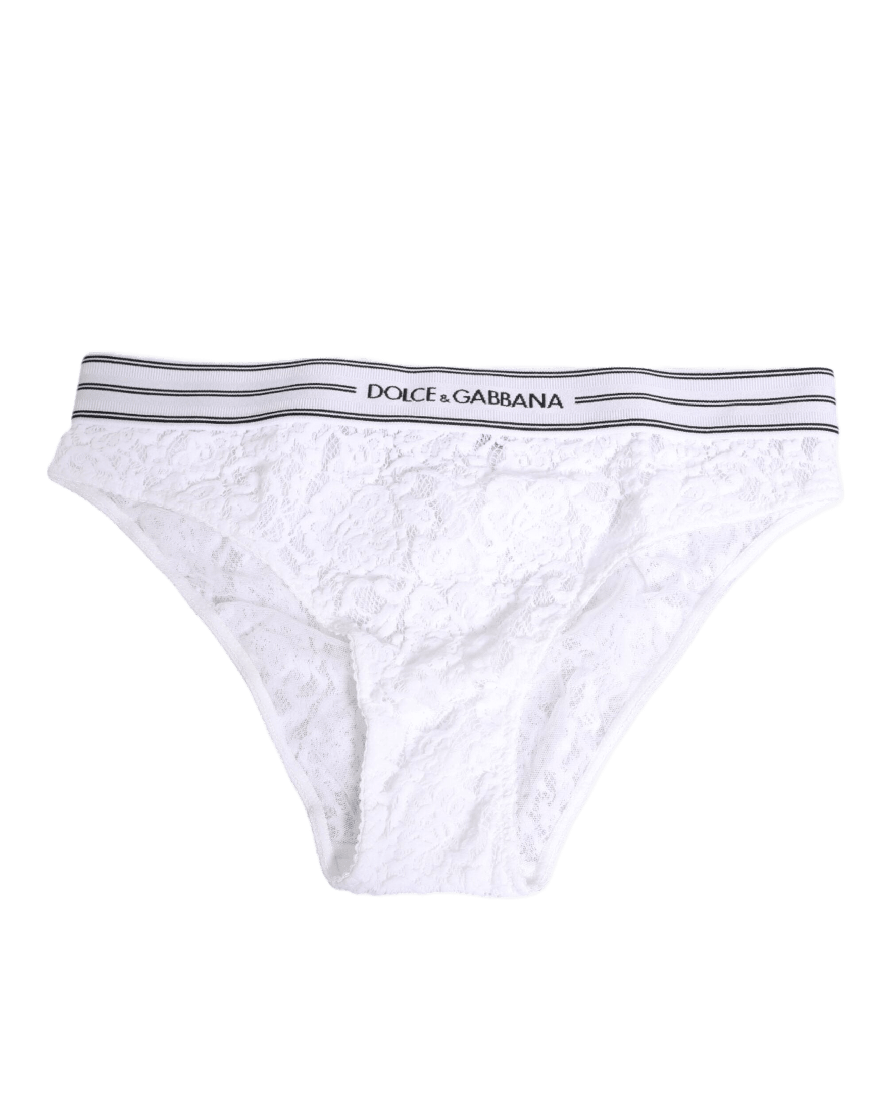 Dolce & Gabbana White Lace Slip Brief Logo Waistband Underwear Glam Steals