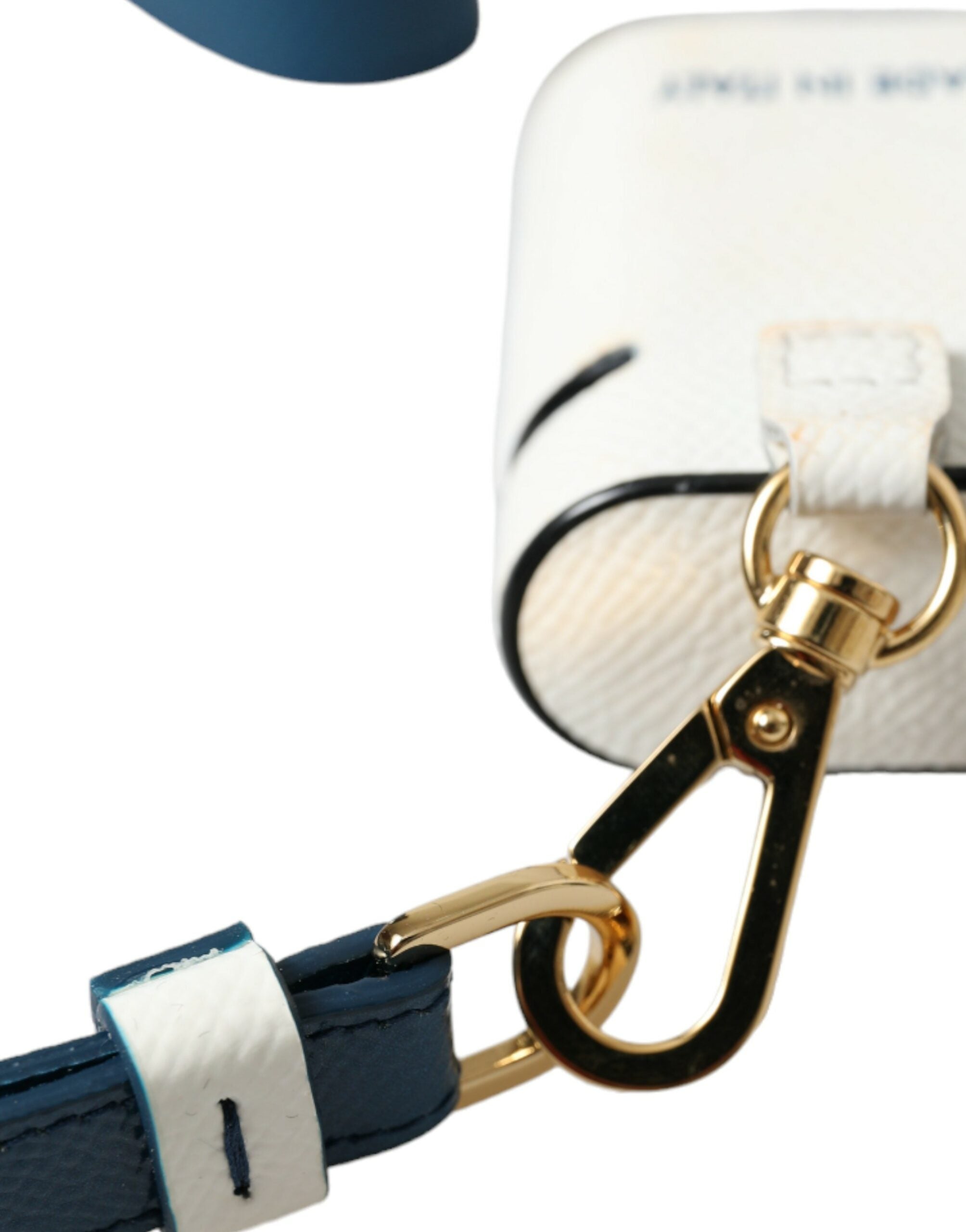 Dolce & Gabbana White Leather Chic Airpods Case In Blue Glam Steals