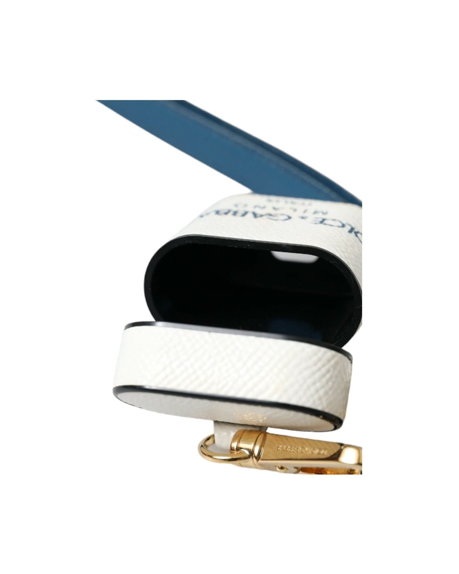 Dolce & Gabbana White Leather Chic Airpods Case Headphone & Headset Accessories