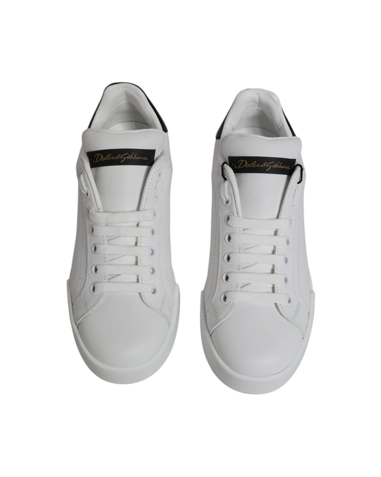 Dolce & Gabbana White Leather Classic Low Top Sneakers Shoes Sneakers