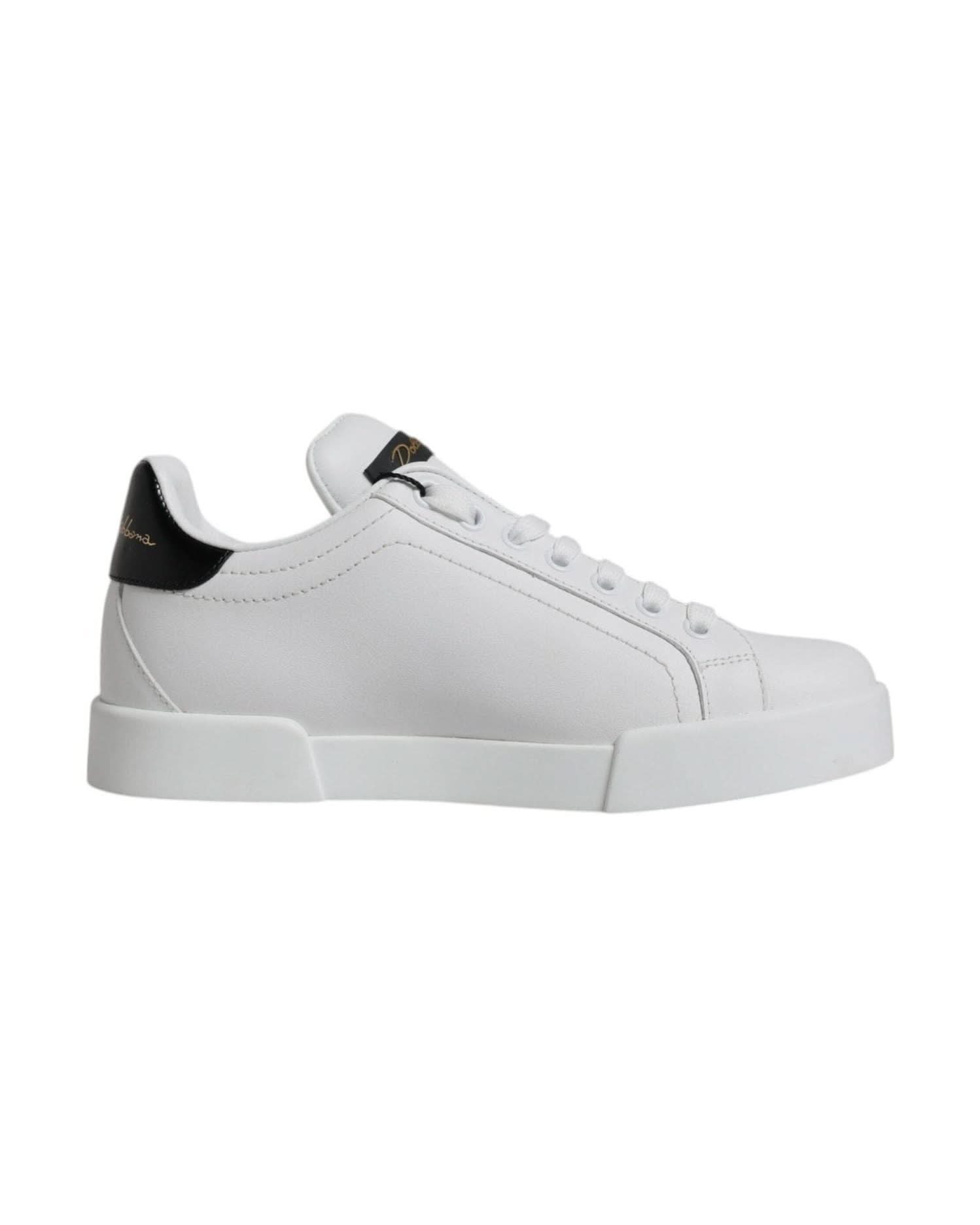 Dolce & Gabbana White Leather Classic Low Top Sneakers Shoes Sneakers