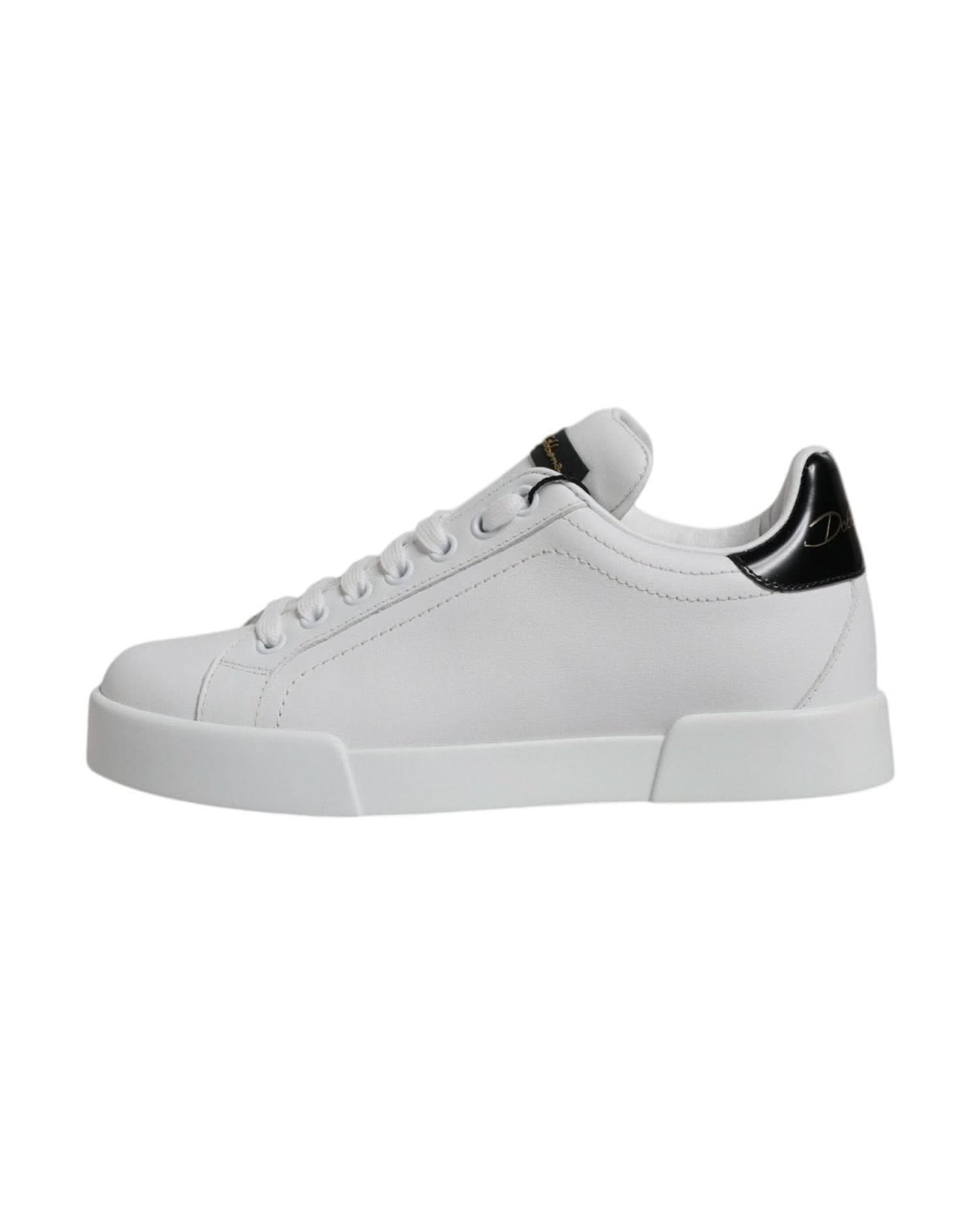 Dolce & Gabbana White Leather Classic Low Top Sneakers Shoes Sneakers