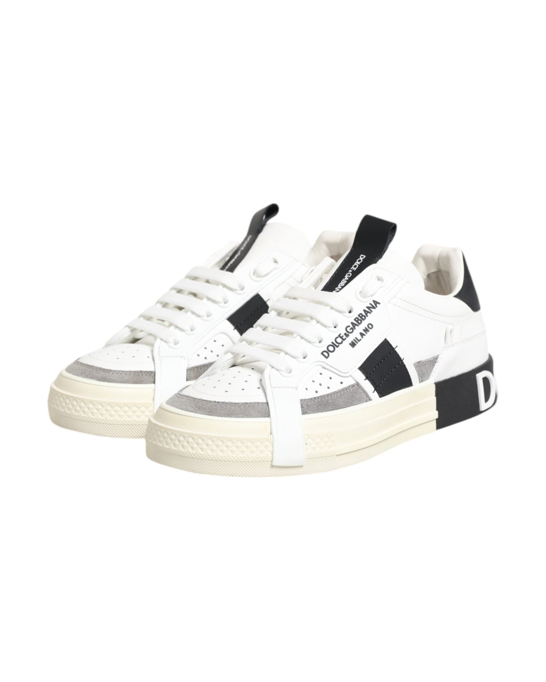 Dolce & Gabbana White Leather Custom 2zero Sneakers Shoes Glam Steals