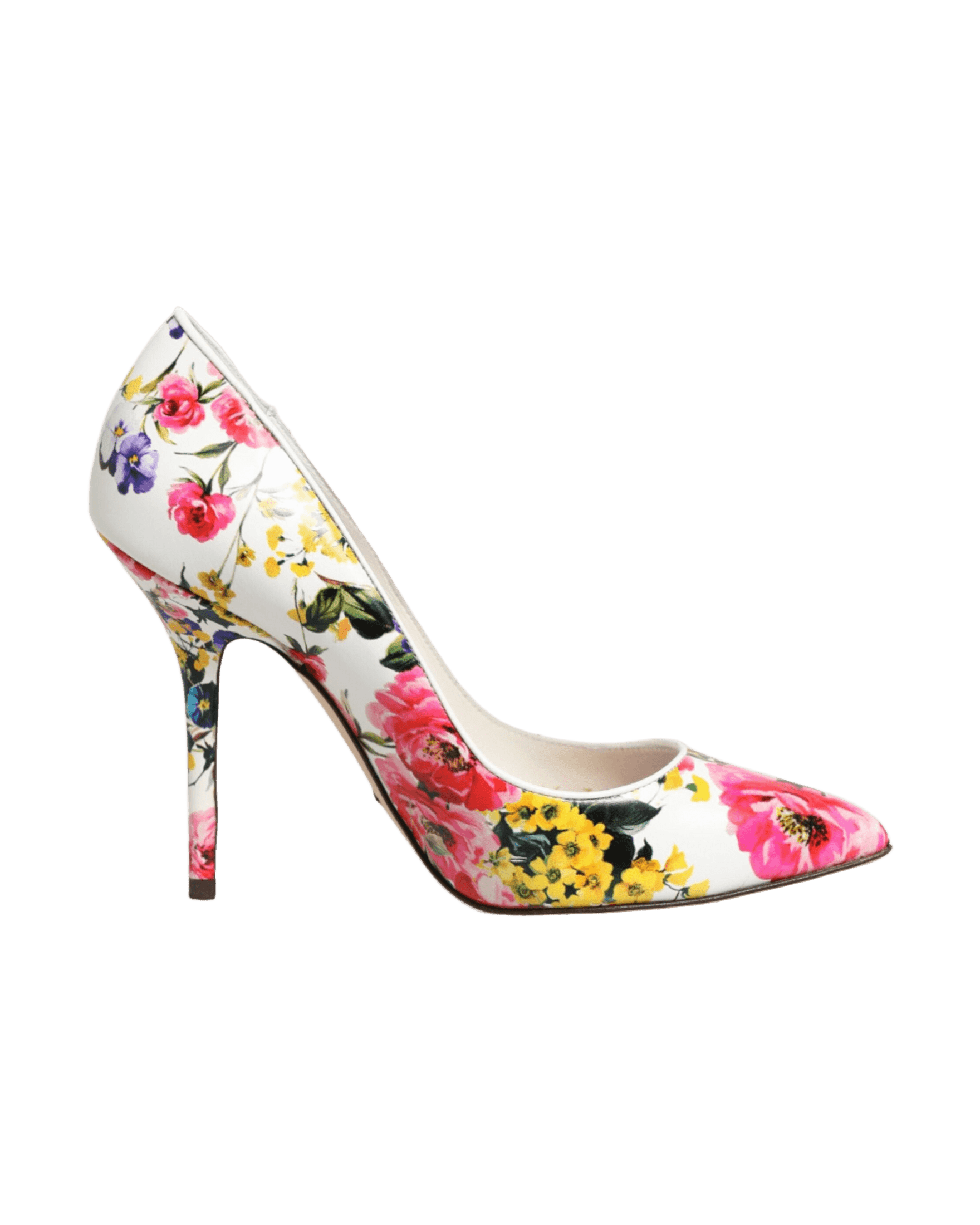 Dolce & Gabbana White Leather Floral High Heels Pumps Shoes Heels