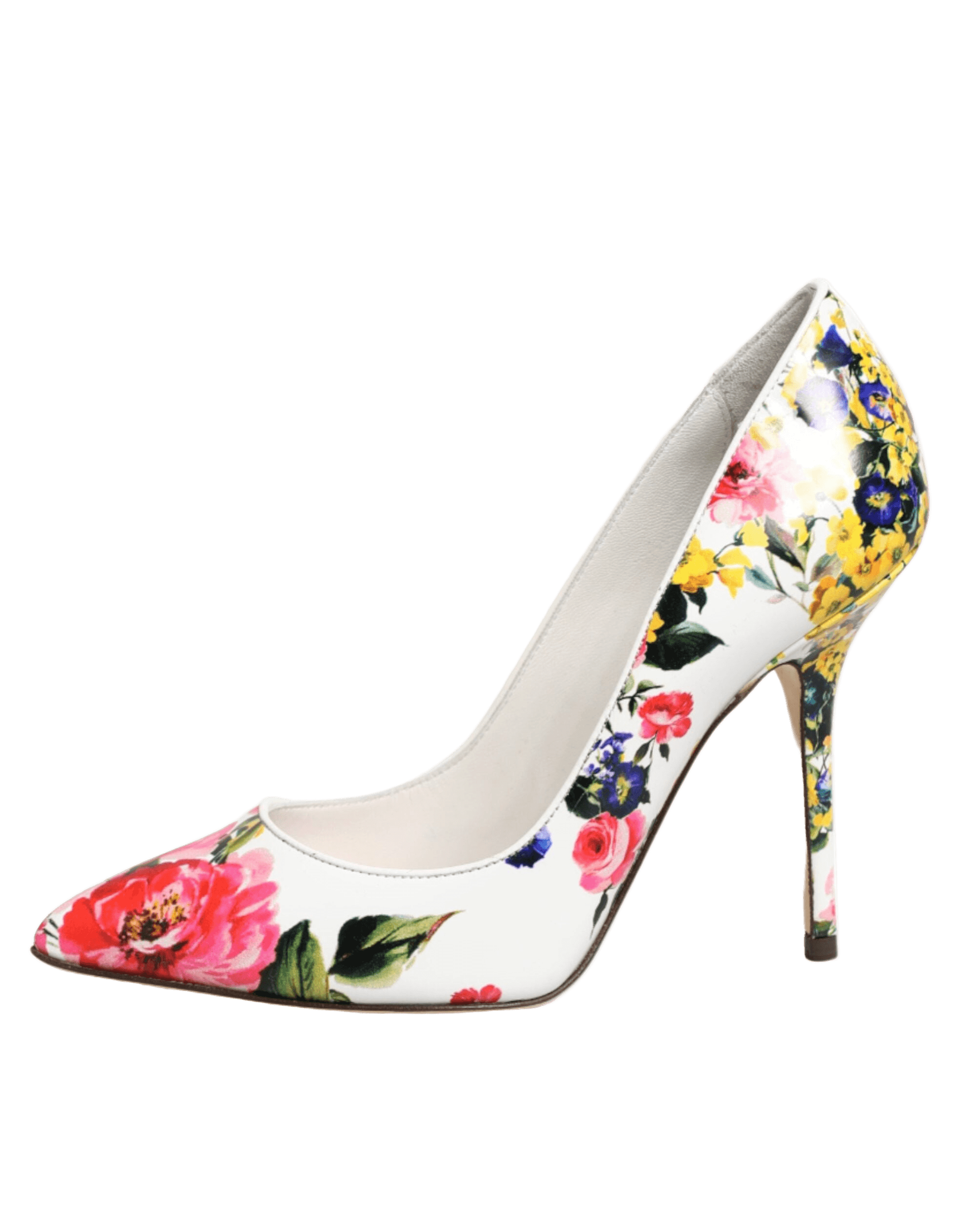 Dolce & Gabbana White Leather Floral High Heels Pumps Shoes Glam Steals