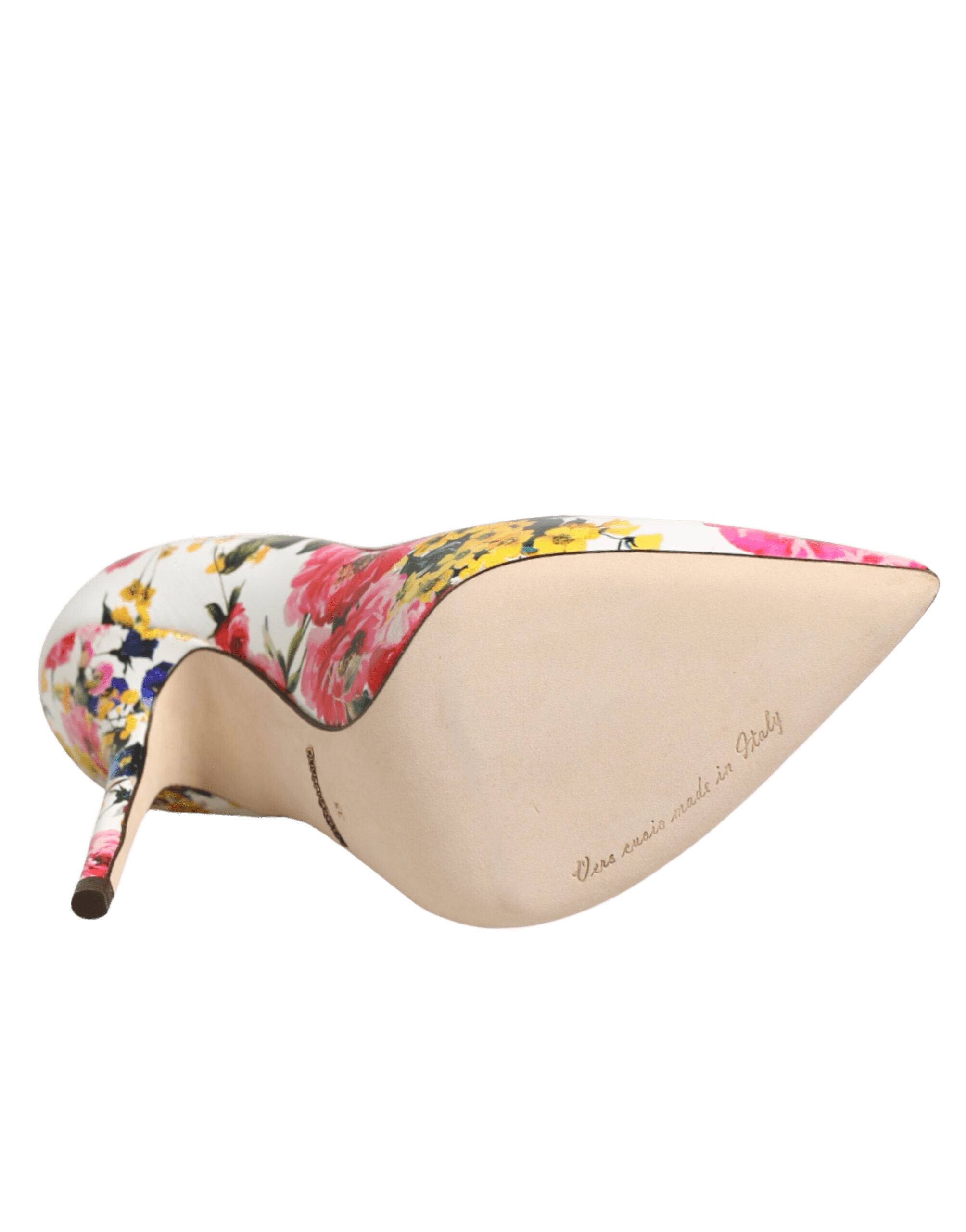 Dolce & Gabbana White Leather Floral High Heels Pumps Shoes Glam Steals