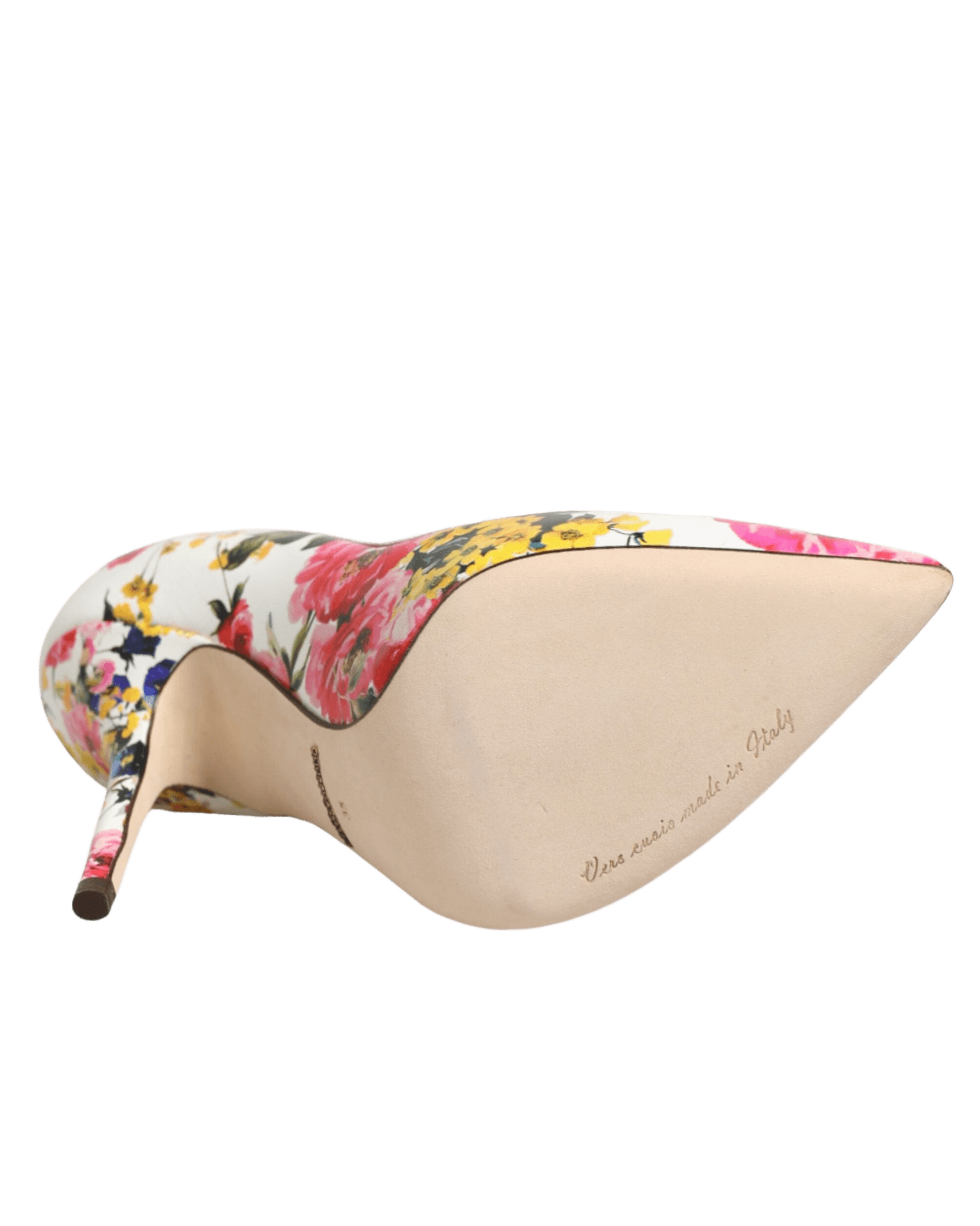 Dolce & Gabbana White Leather Floral High Heels Pumps Shoes Heels