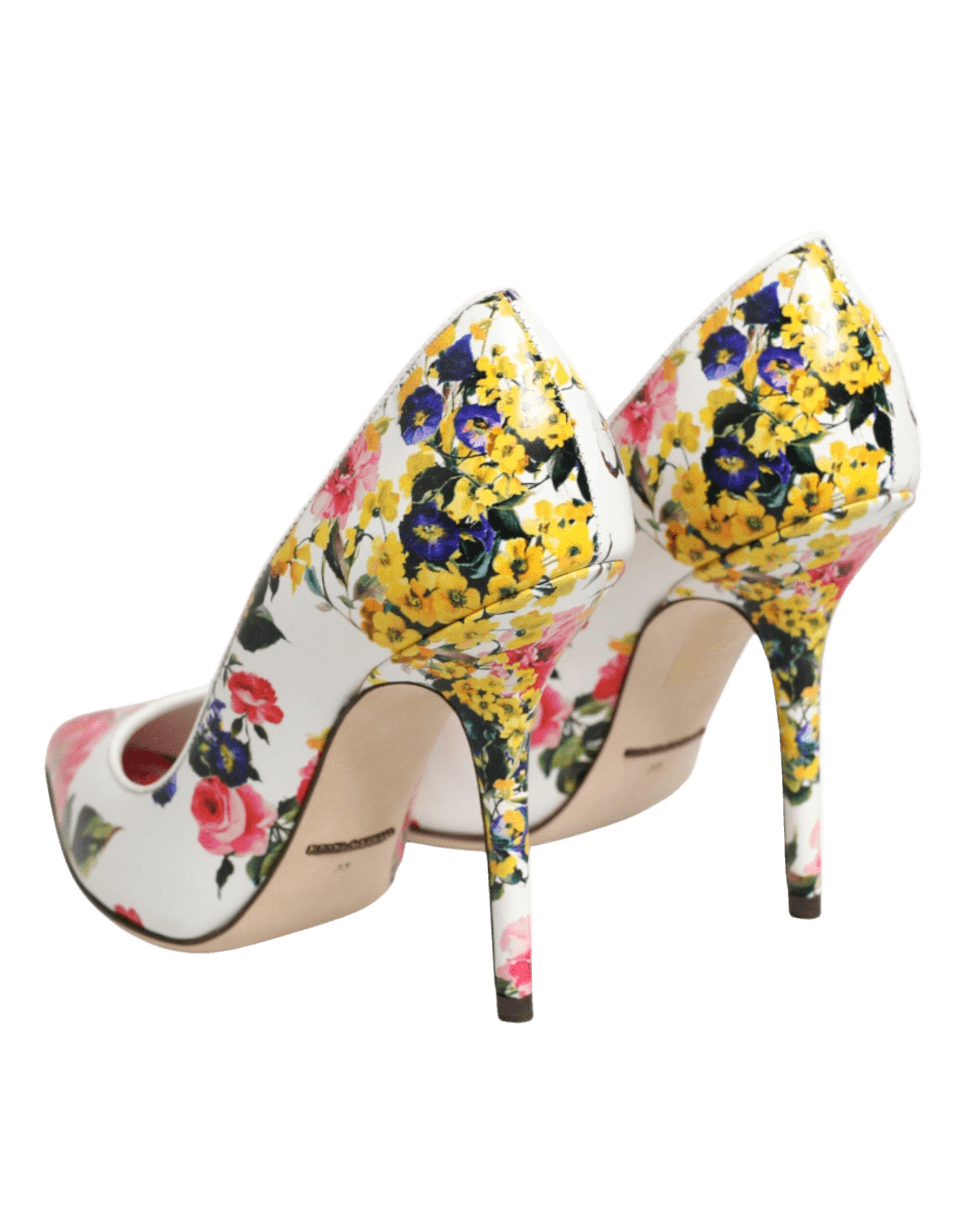 Dolce & Gabbana White Leather Floral High Heels Pumps Shoes Glam Steals