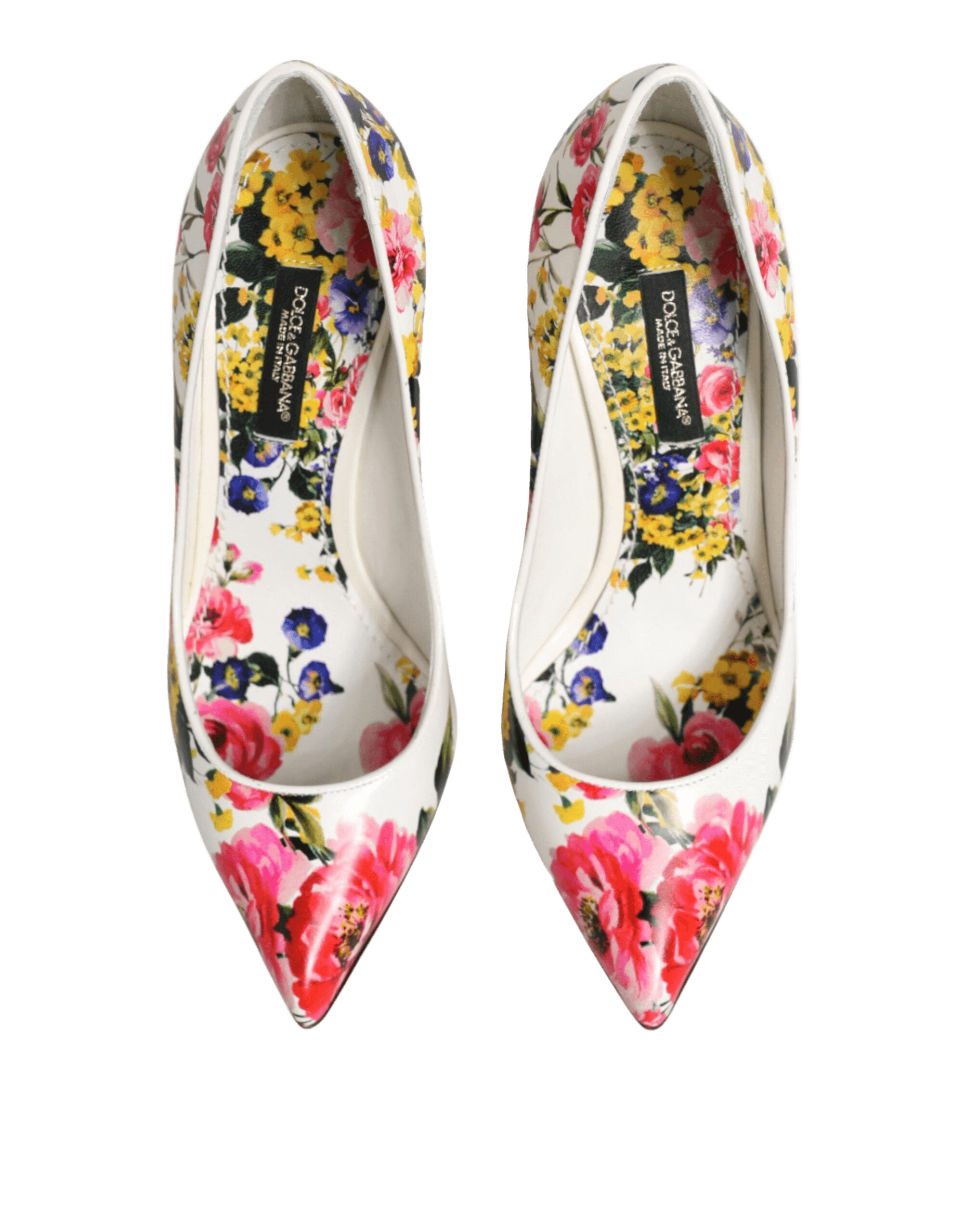 Dolce & Gabbana White Leather Floral High Heels Pumps Shoes Glam Steals