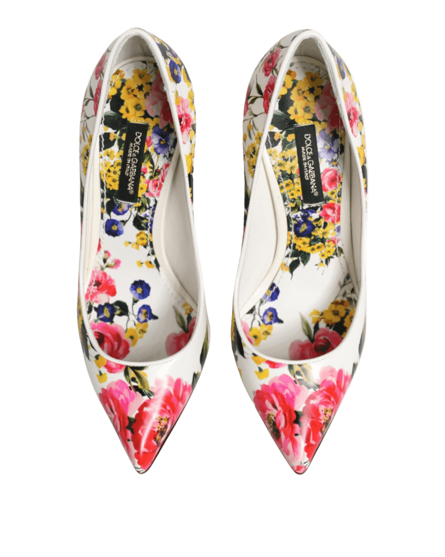 Dolce & Gabbana White Leather Floral High Heels Pumps Shoes Heels