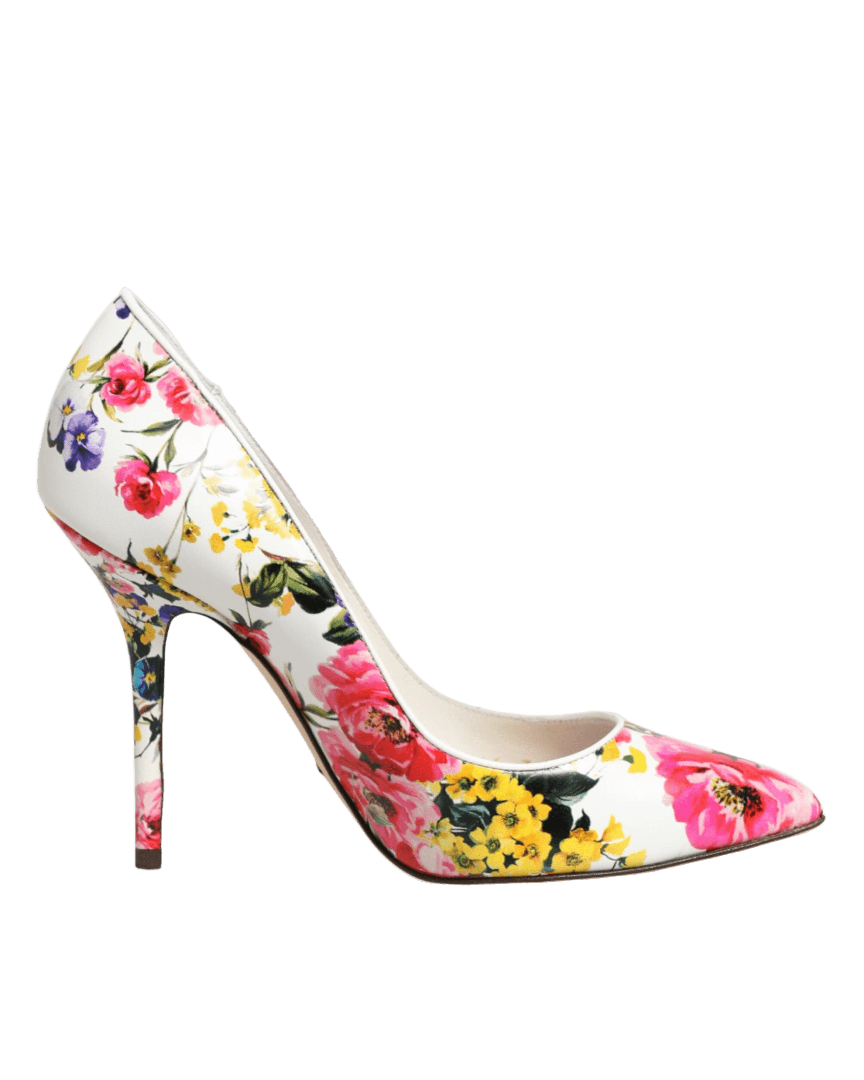 Dolce & Gabbana White Leather Floral High Heels Pumps Shoes Heels