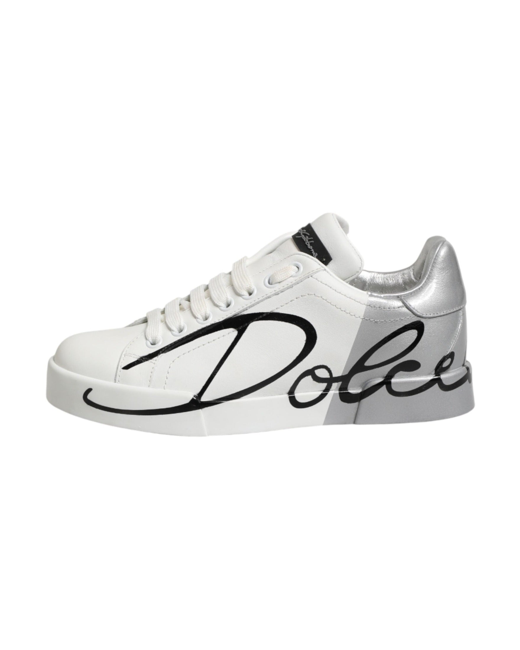 Dolce & Gabbana White Leather Gray Low Top Sneaker Shoes Glam Steals
