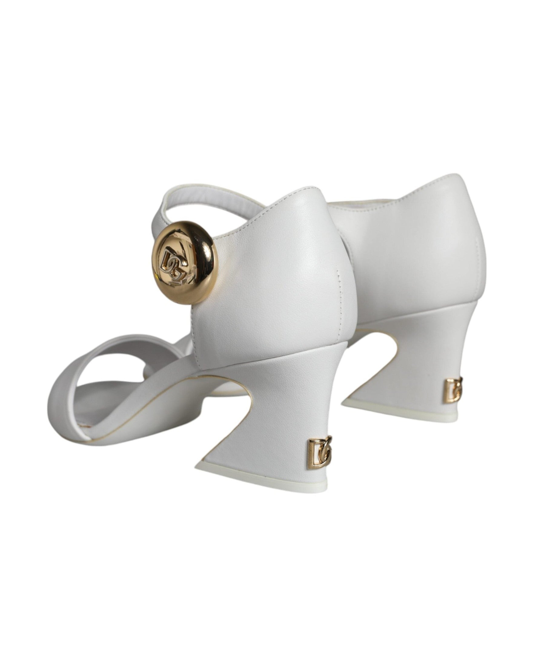 Dolce & Gabbana White Leather Heels Keira Sandals Shoes Glam Steals