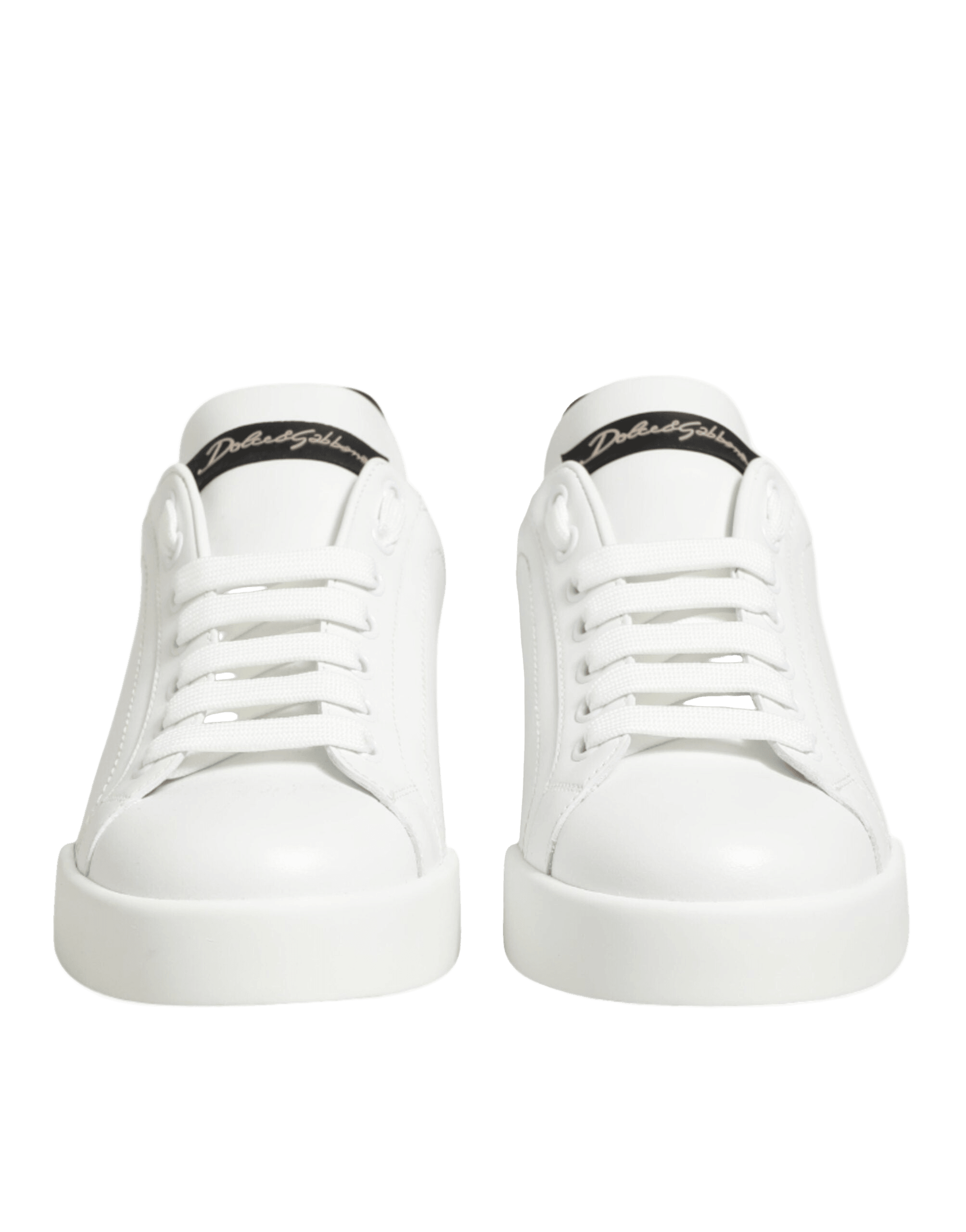 Dolce & Gabbana White Leather Lace Up Low Top Sneakers Shoes Glam Steals