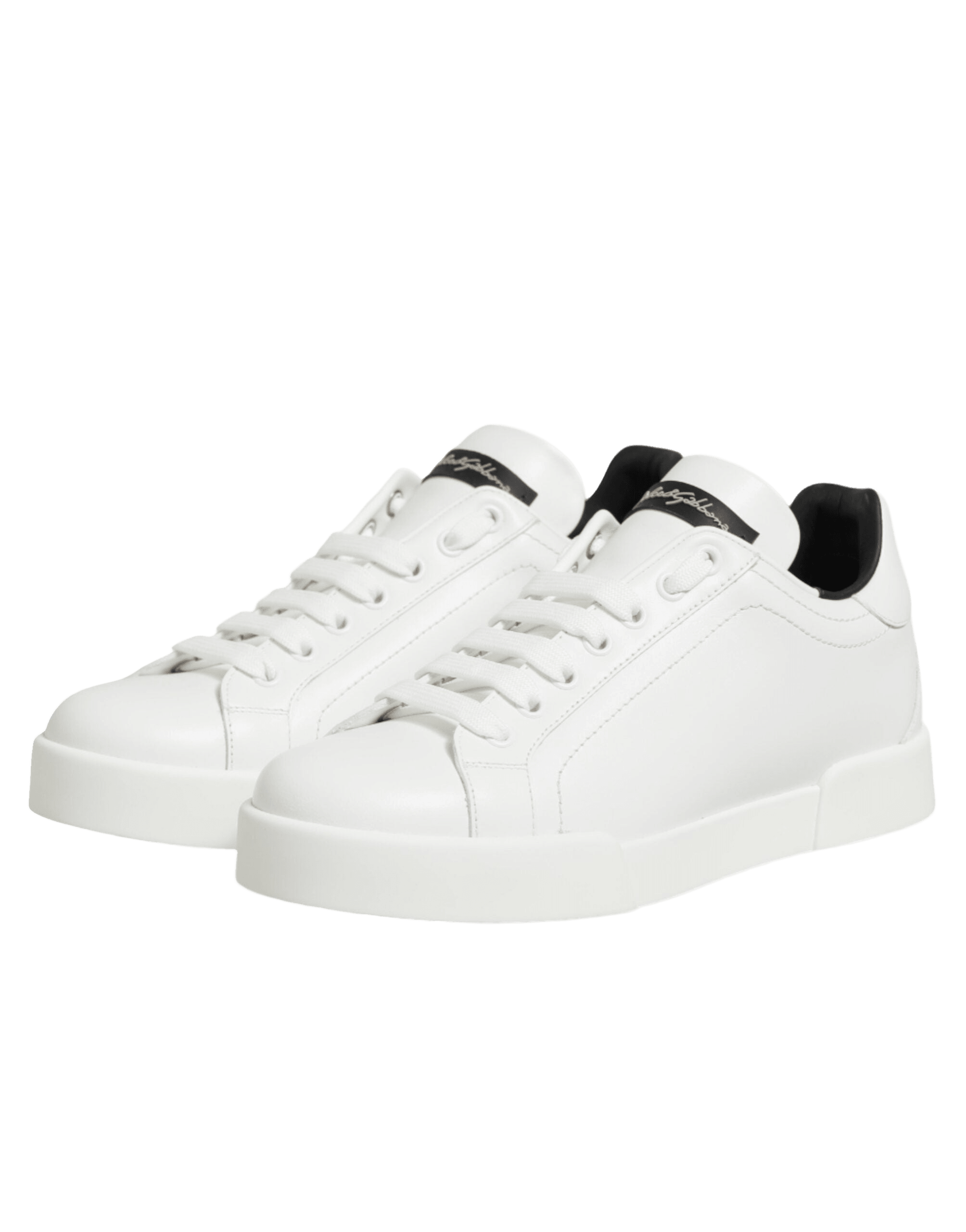 Dolce & Gabbana White Leather Lace Up Low Top Sneakers Shoes Glam Steals