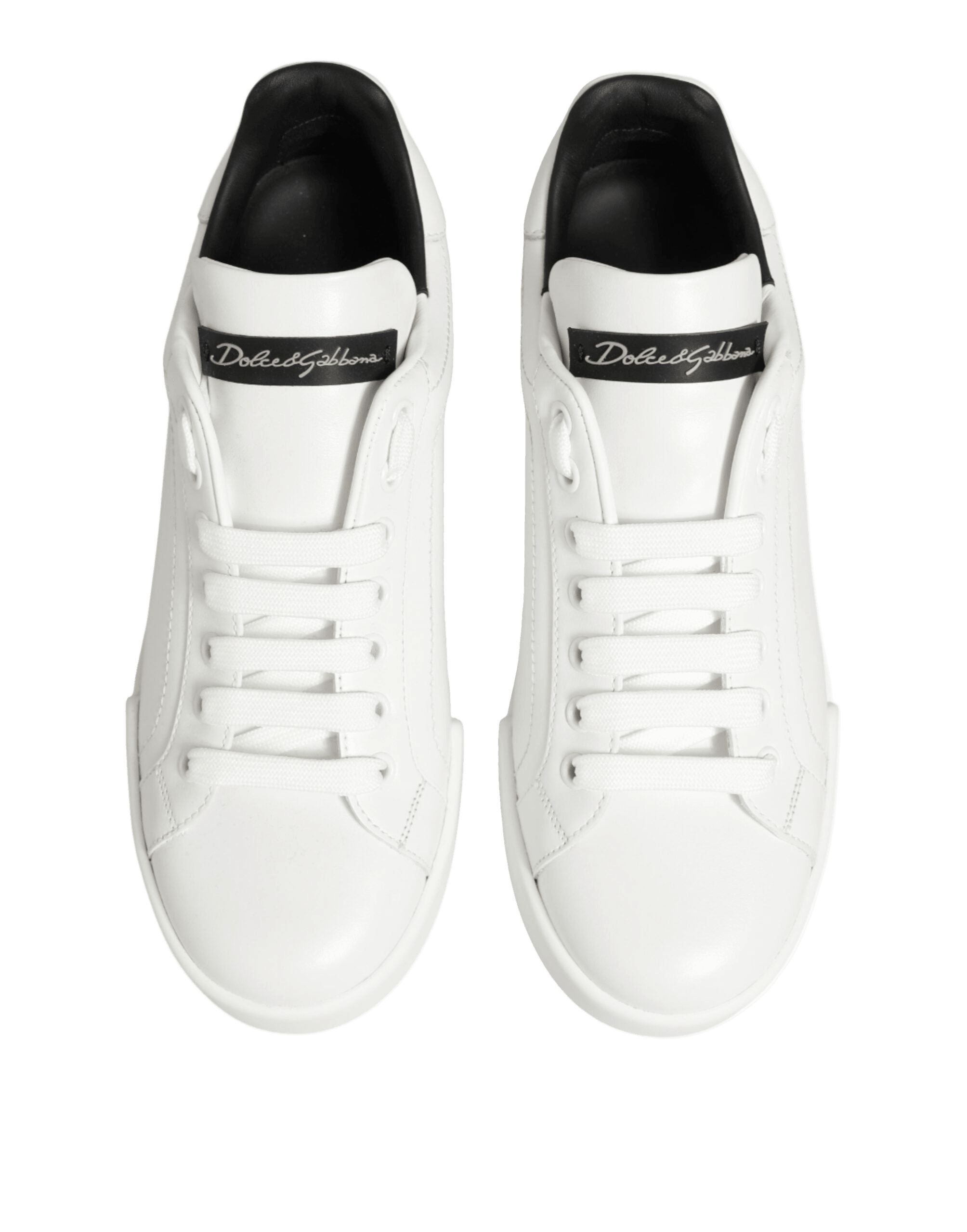 Dolce & Gabbana White Leather Lace Up Low Top Sneakers Shoes Glam Steals