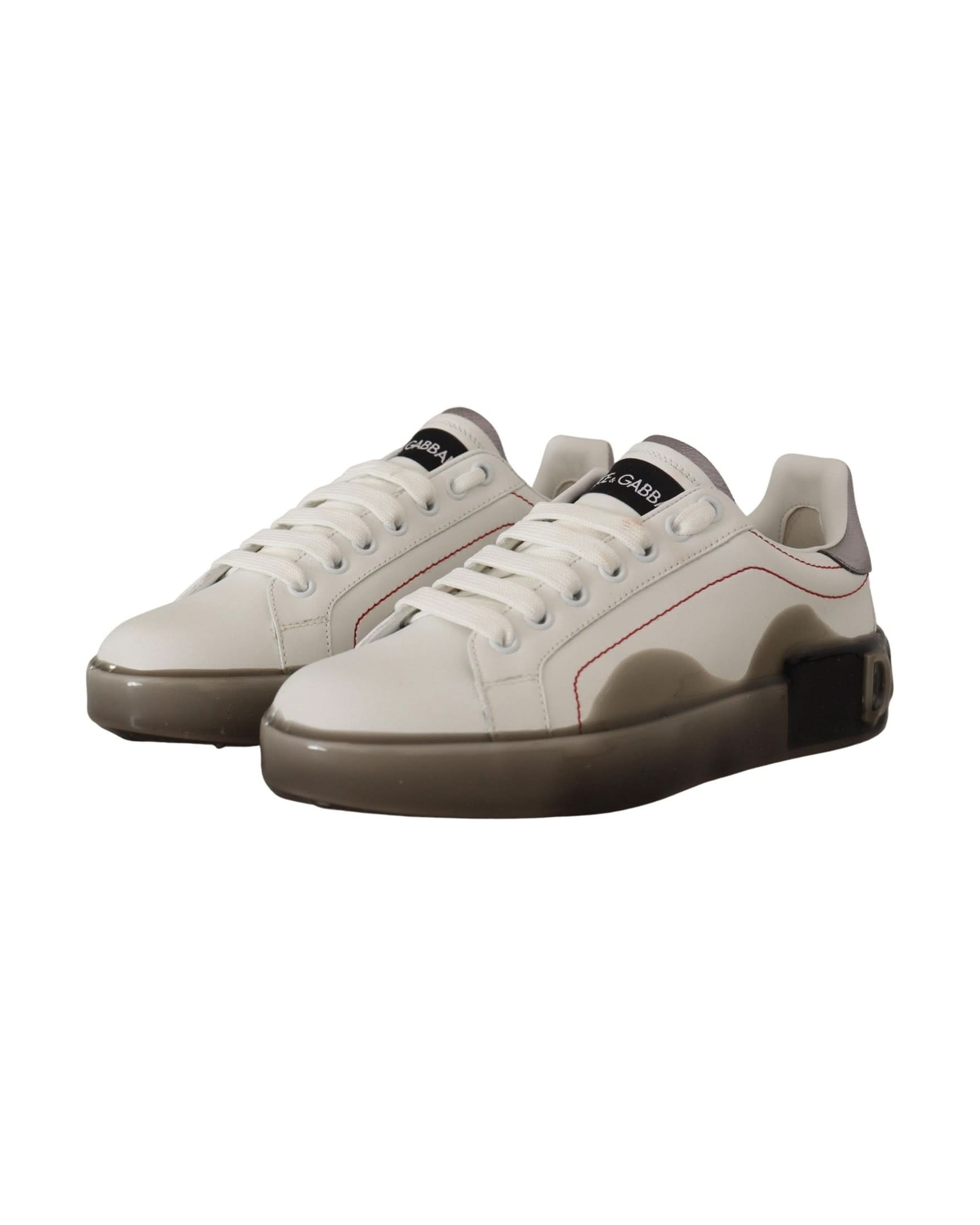 Dolce & Gabbana White Leather Logo Portofino Sneakers Sneakers