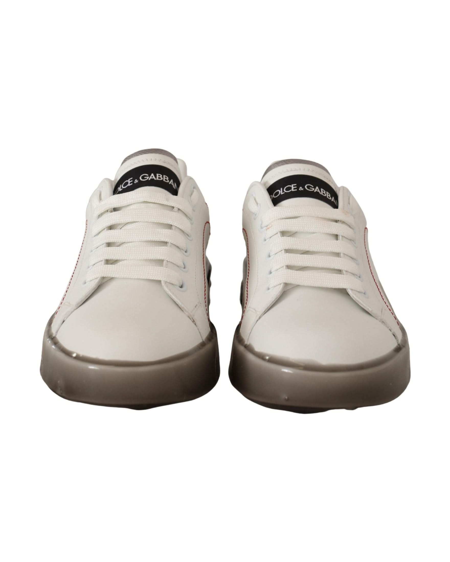 Dolce & Gabbana White Leather Logo Portofino Sneakers Sneakers