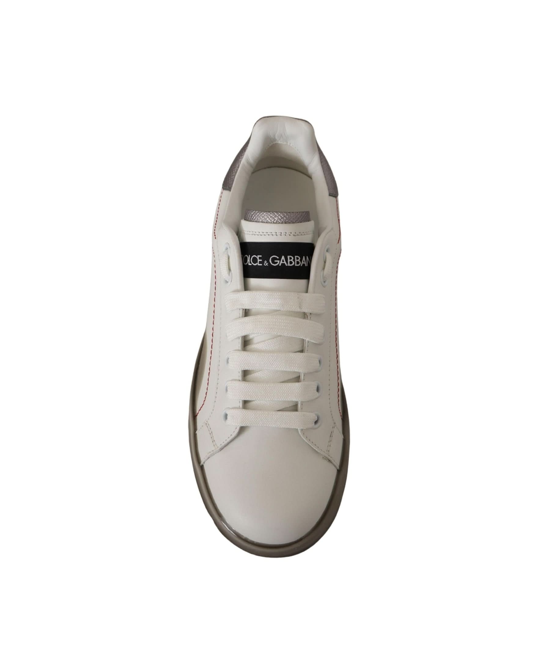 Dolce & Gabbana White Leather Logo Portofino Sneakers Sneakers