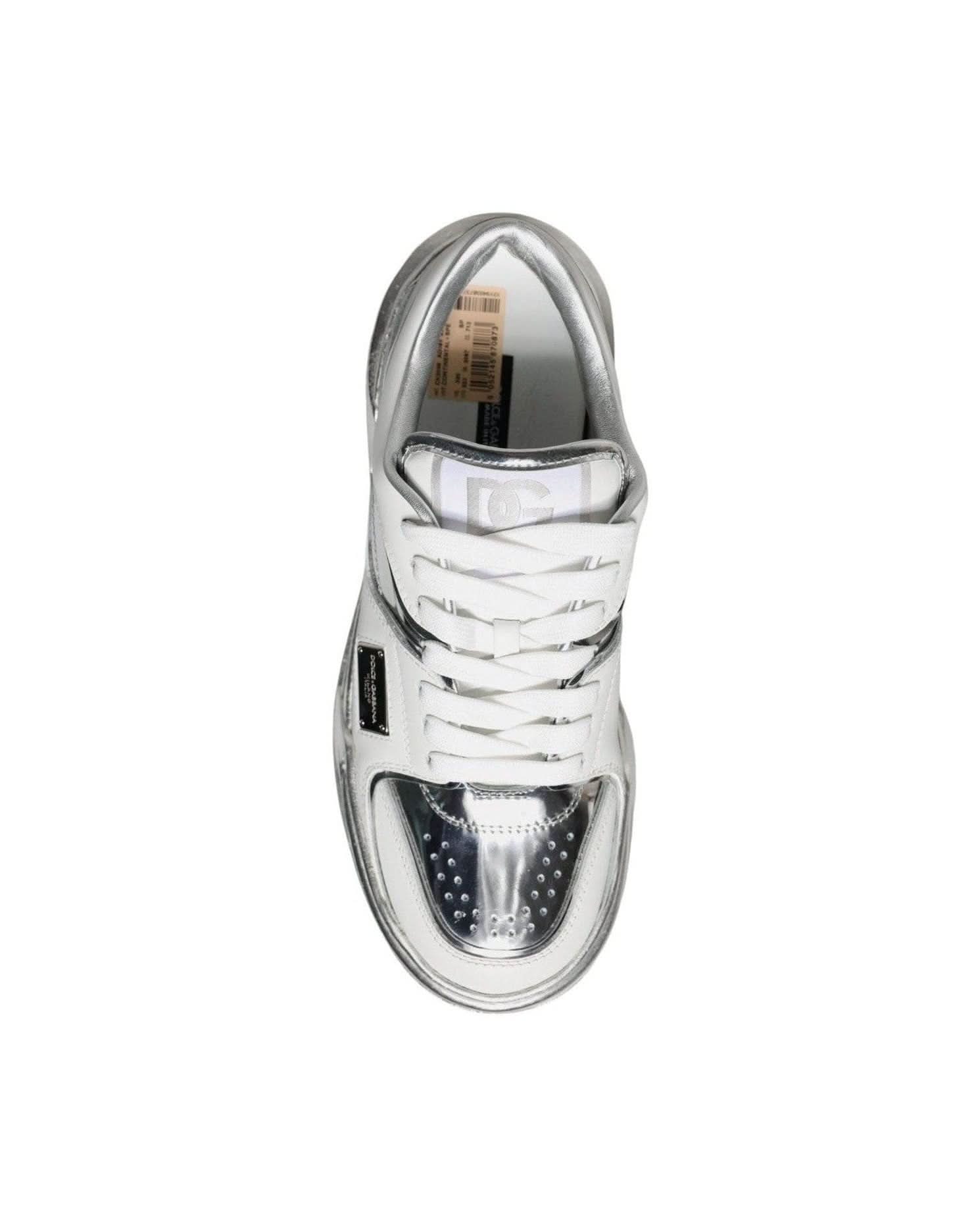 Dolce & Gabbana White Leather Low Top Sneakers Shoes Sneakers