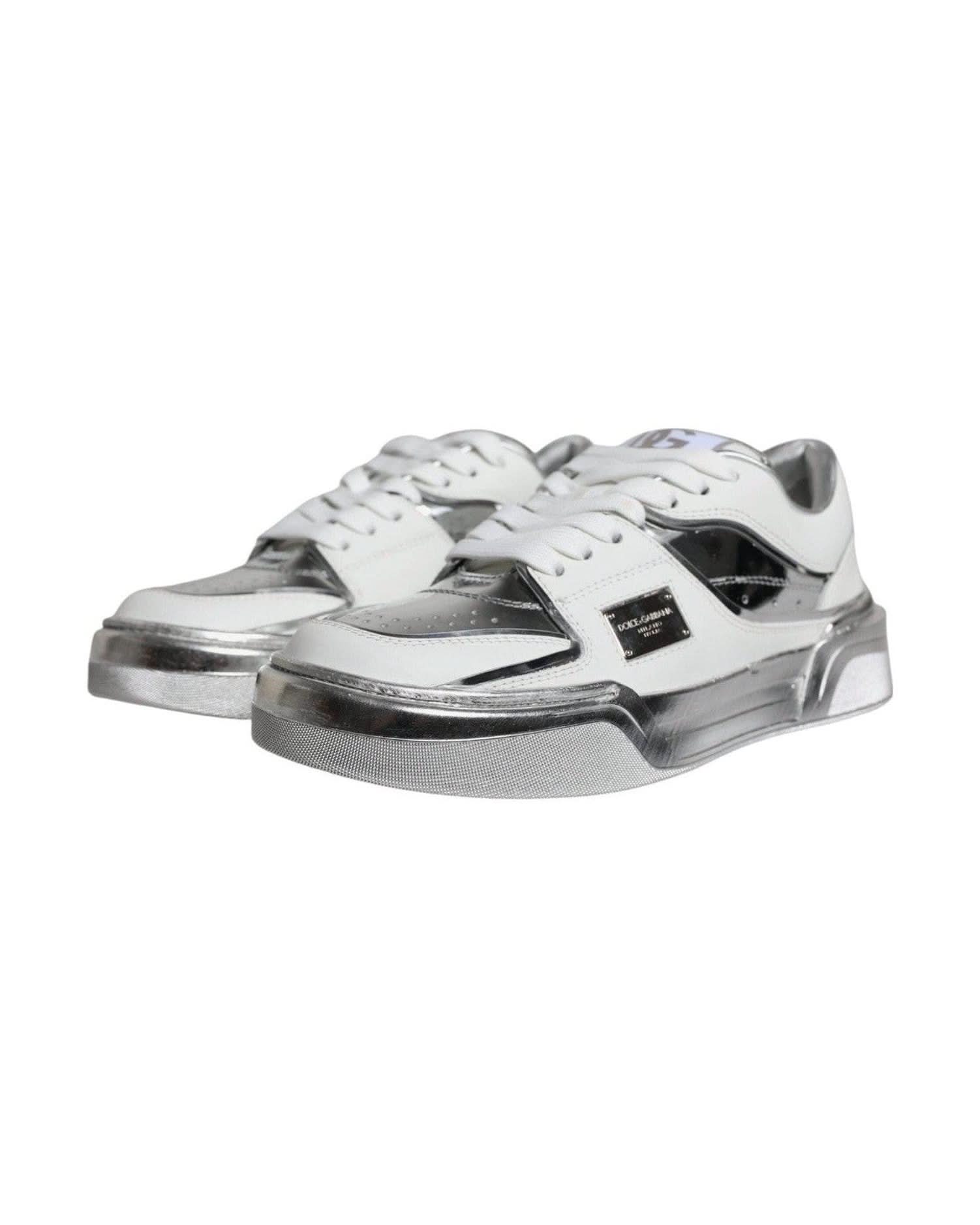 Dolce & Gabbana White Leather Low Top Sneakers Shoes Sneakers