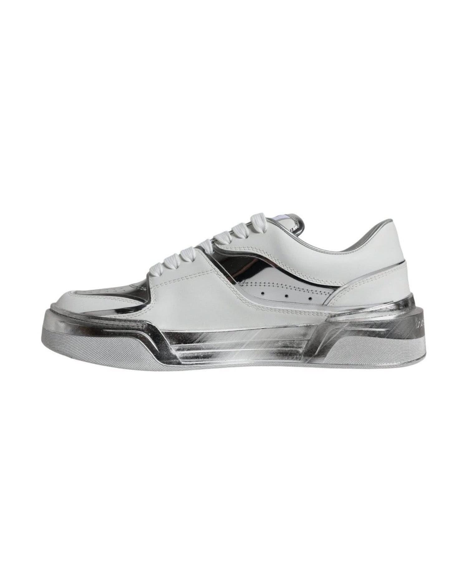 Dolce & Gabbana White Leather Low Top Sneakers Shoes Sneakers