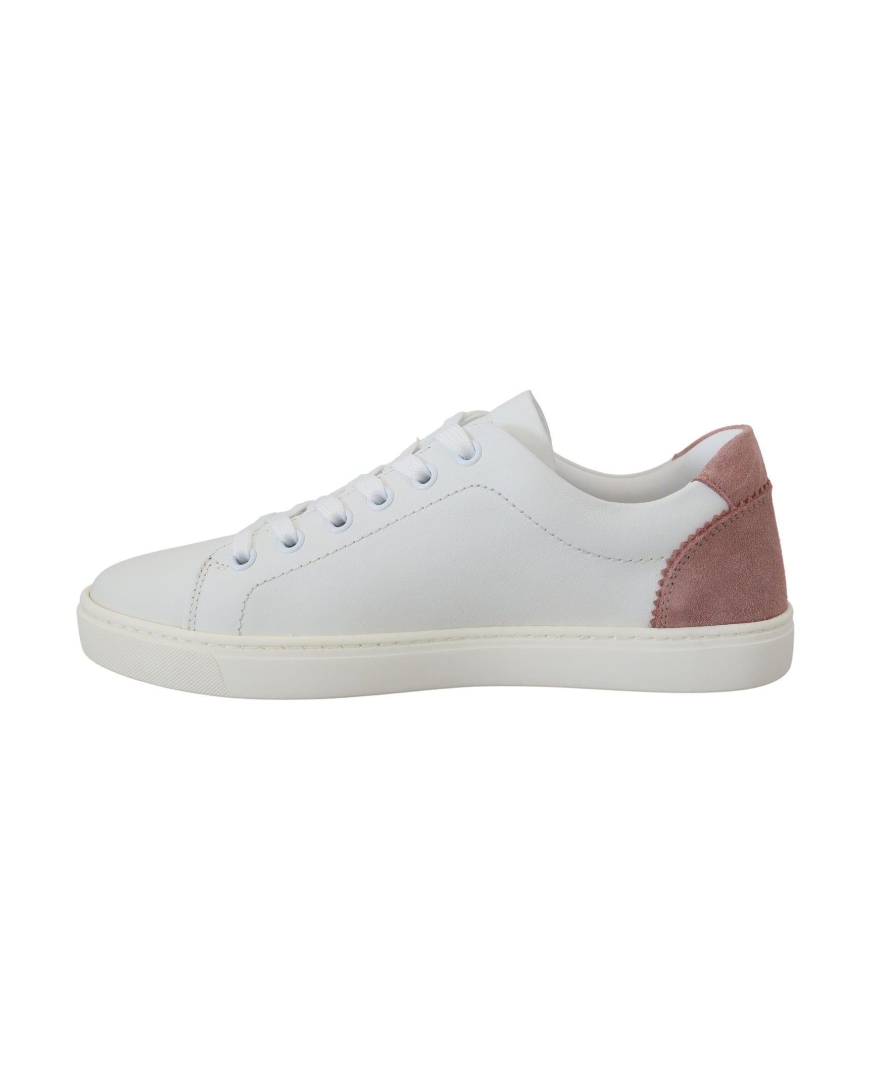 Dolce & Gabbana White Leather Pink Low Top Sneakers Glam Steals