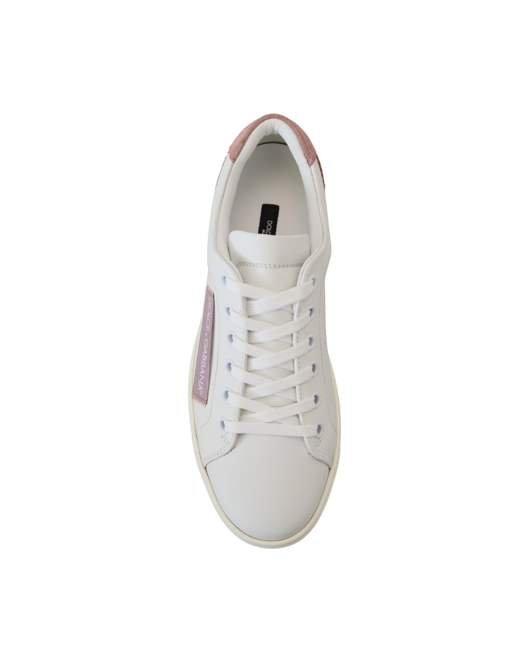 Dolce & Gabbana White Leather Pink Low Top Sneakers Glam Steals