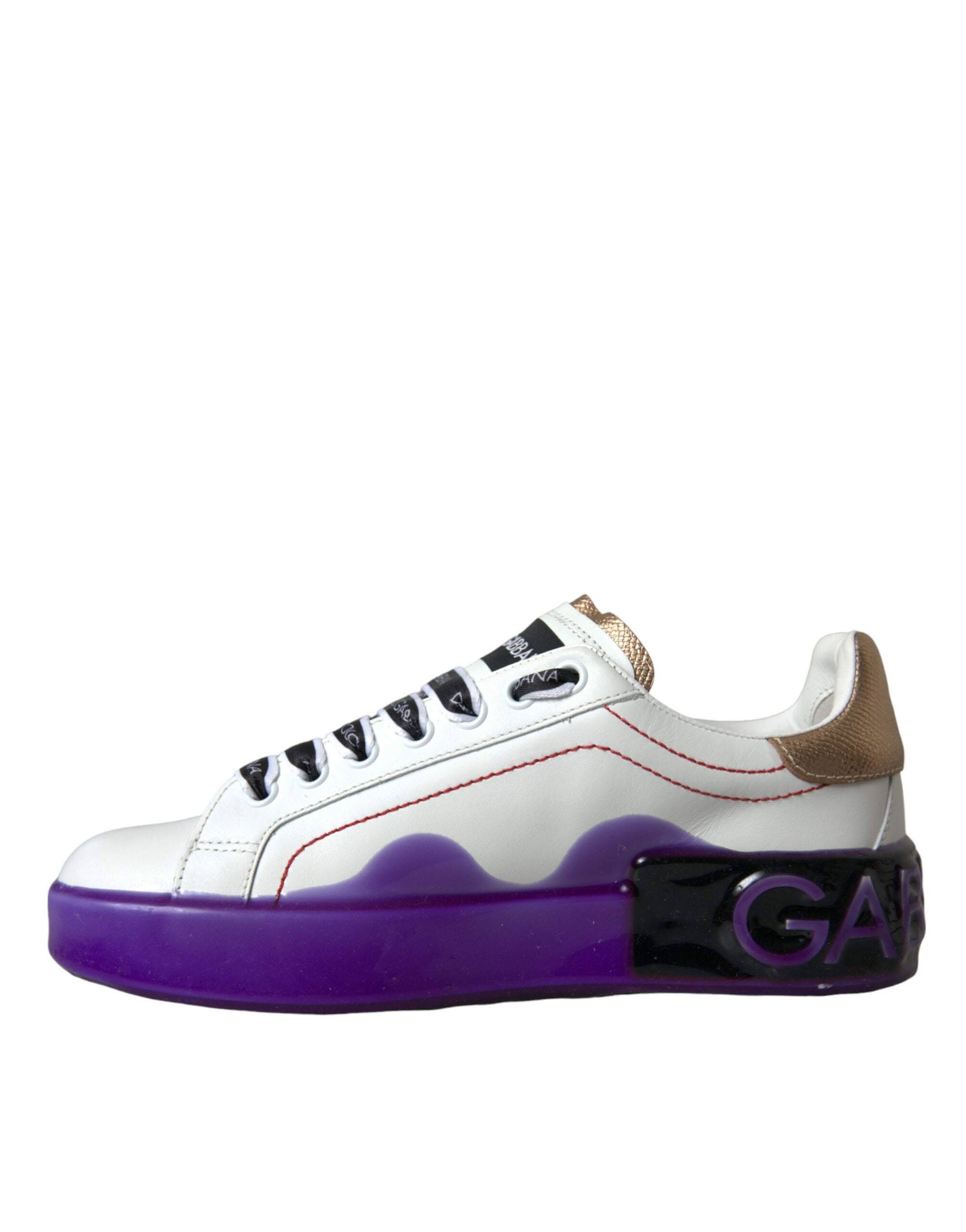 Dolce & Gabbana White Leather Portofino Low Top Sneakers Shoes Glam Steals