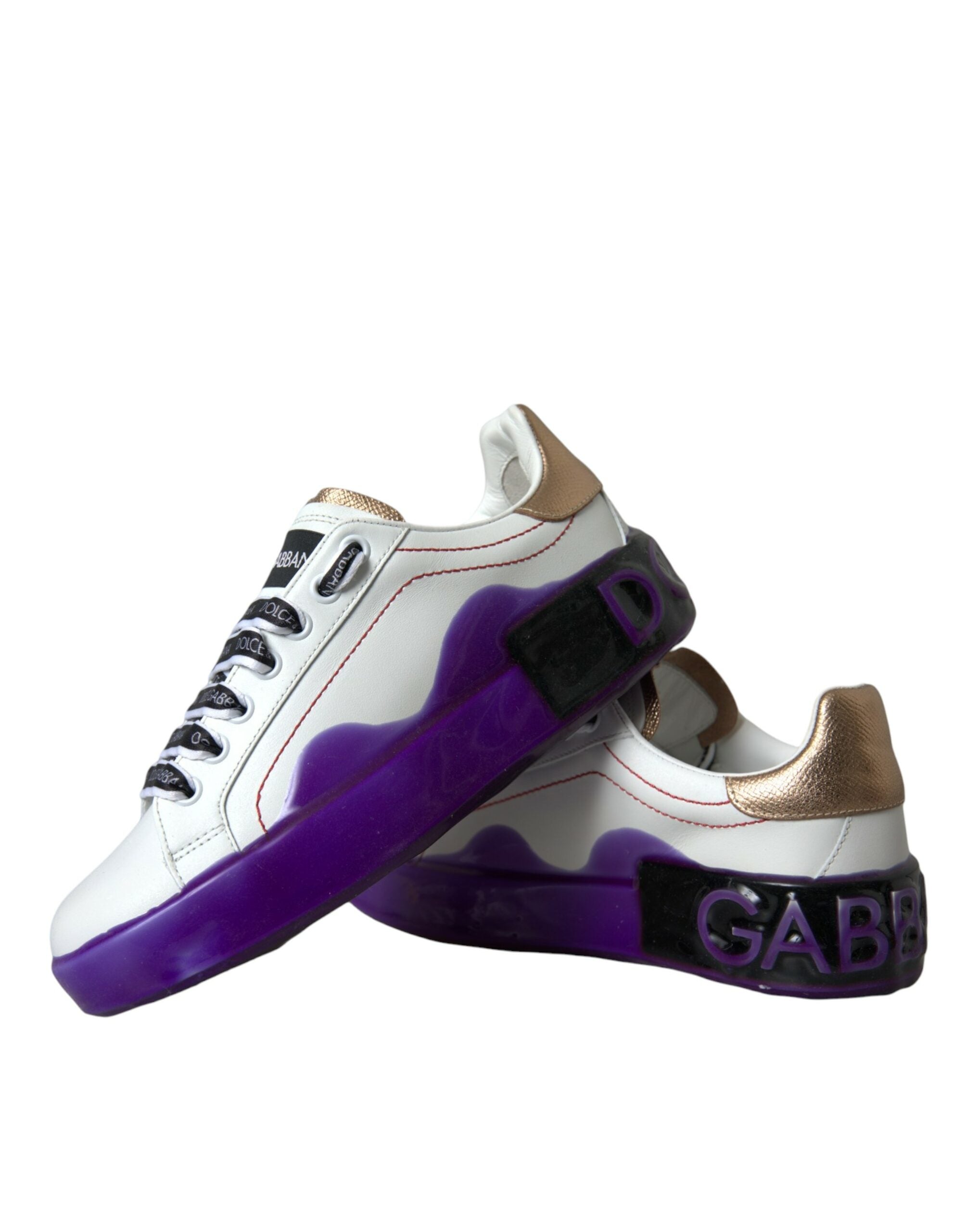 Dolce & Gabbana White Leather Portofino Low Top Sneakers Shoes Glam Steals