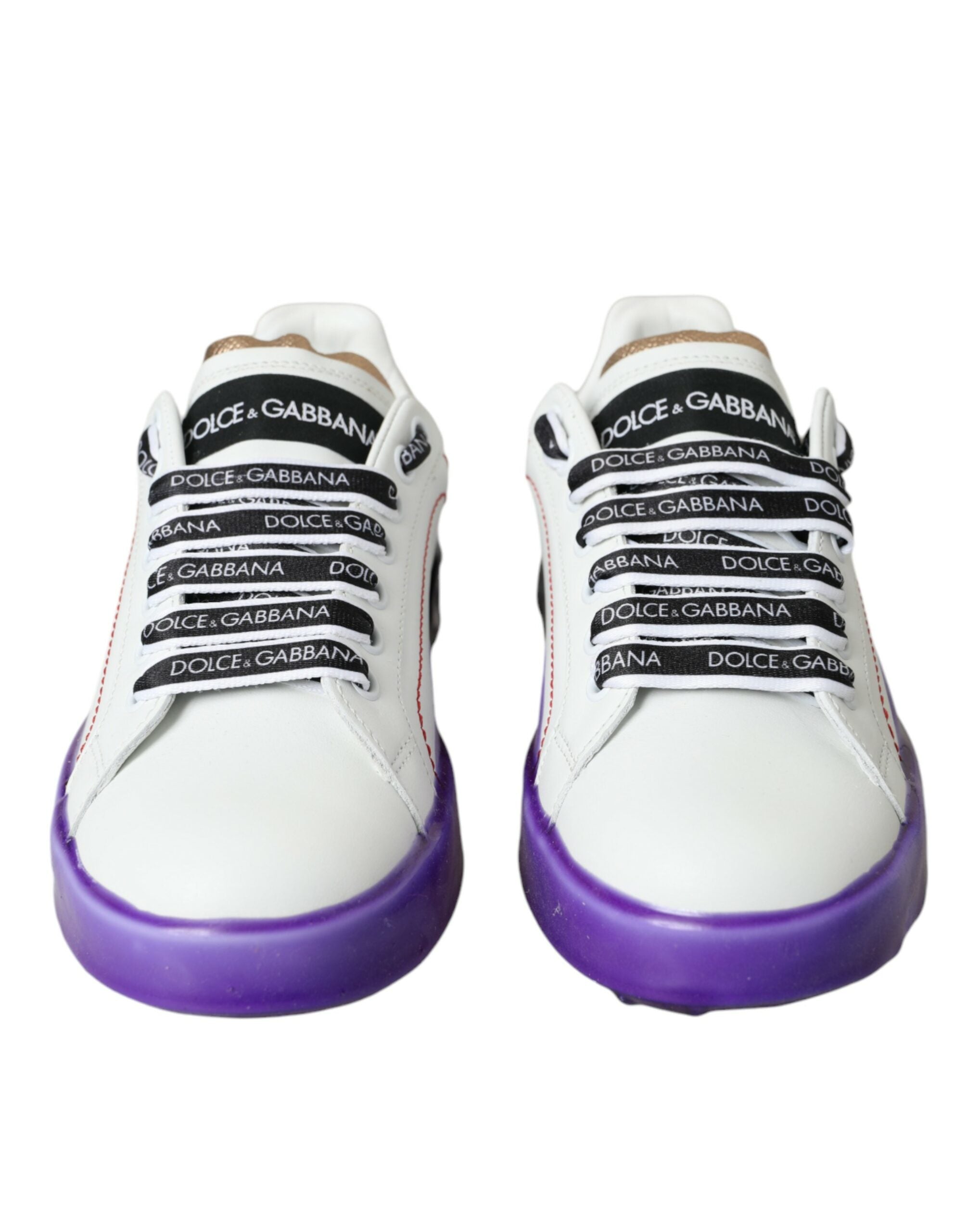 Dolce & Gabbana White Leather Portofino Low Top Sneakers Shoes Glam Steals