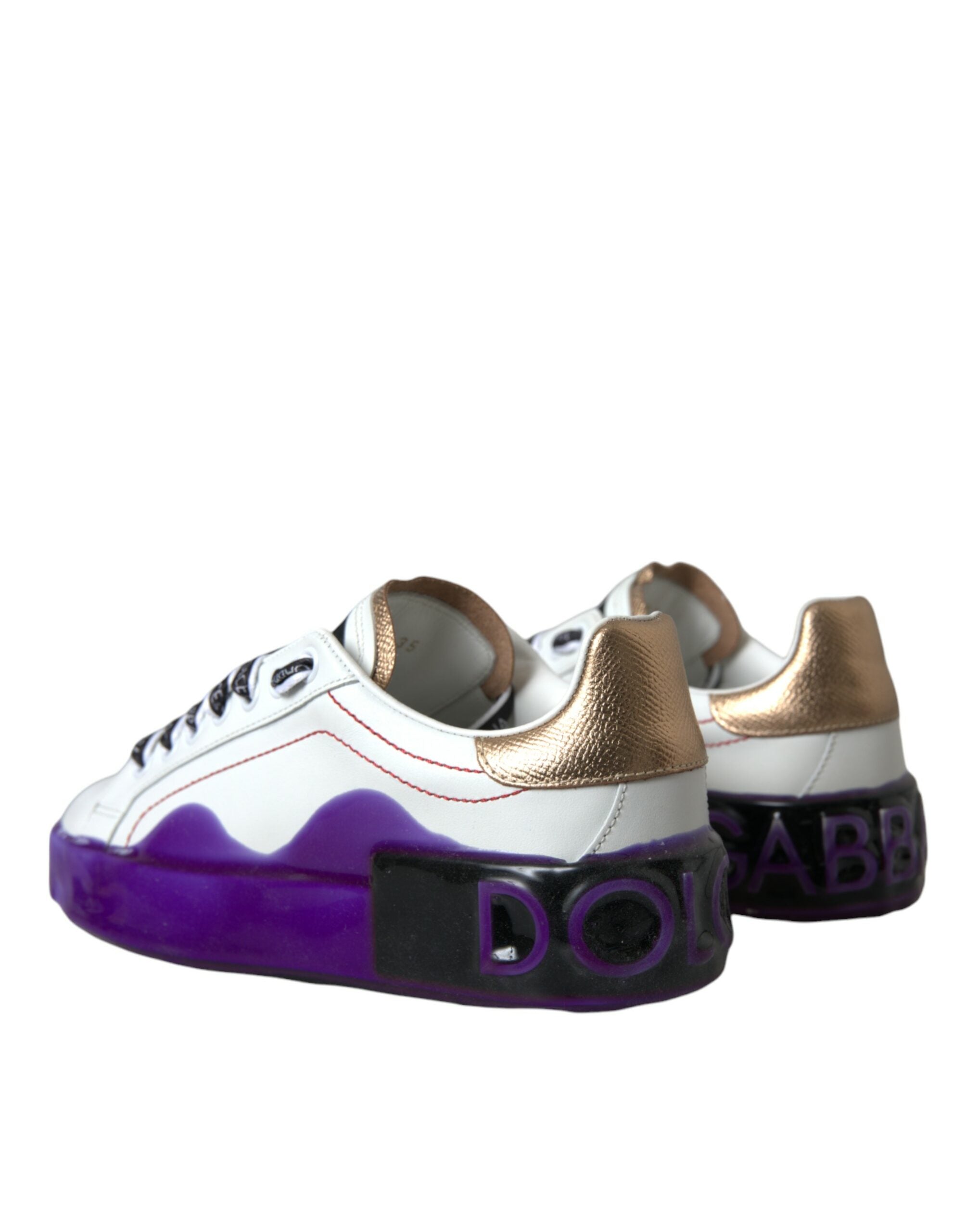 Dolce & Gabbana White Leather Portofino Low Top Sneakers Shoes Glam Steals