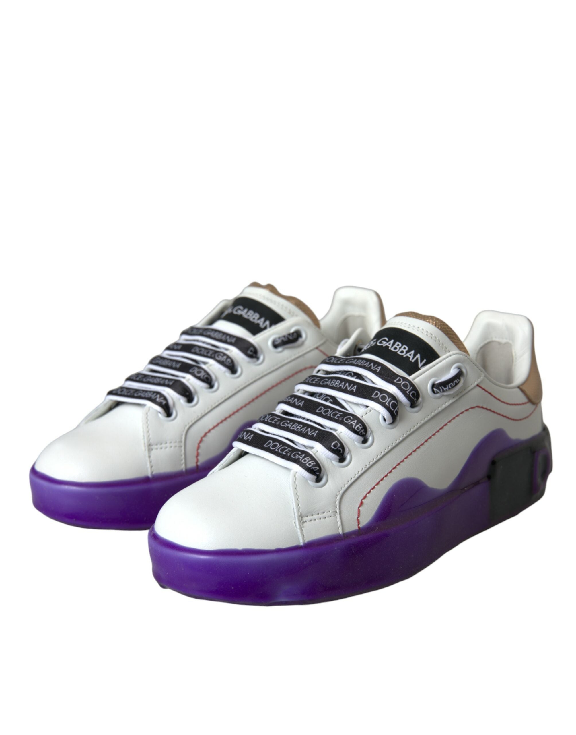Dolce & Gabbana White Leather Portofino Low Top Sneakers Shoes Glam Steals