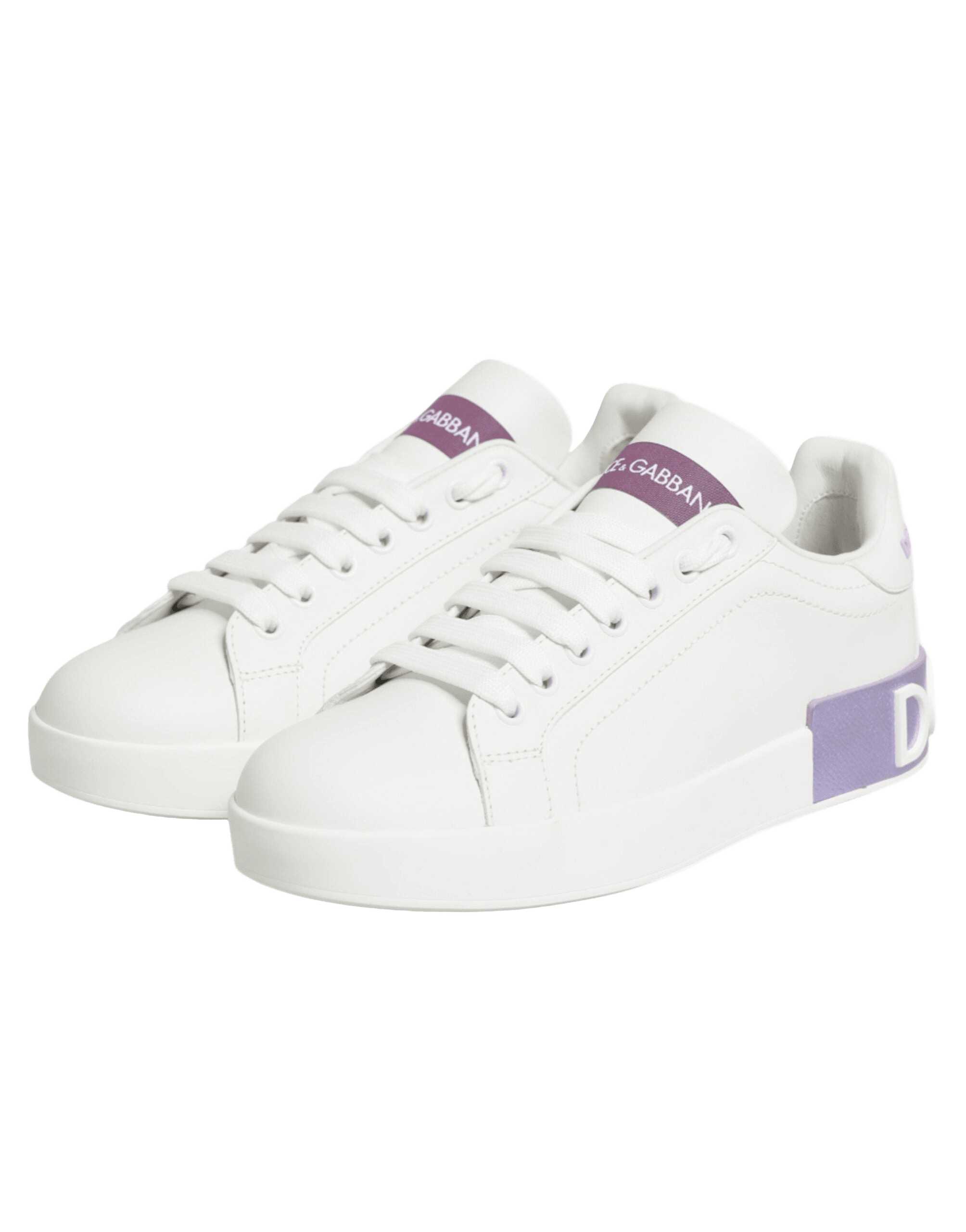Dolce & Gabbana White Leather Purple Casual Sneakers Shoes Glam Steals