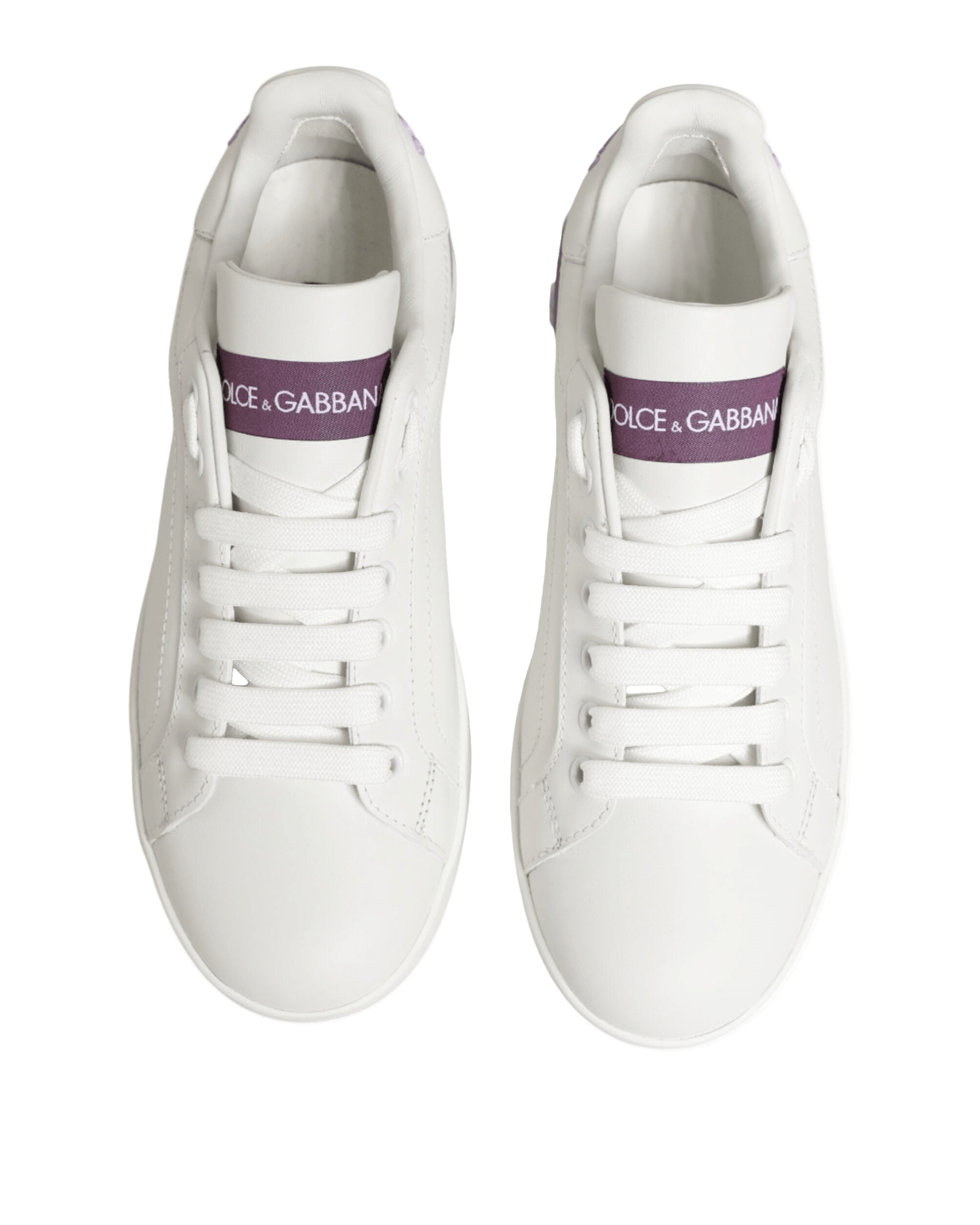 Dolce & Gabbana White Leather Purple Casual Sneakers Shoes Glam Steals