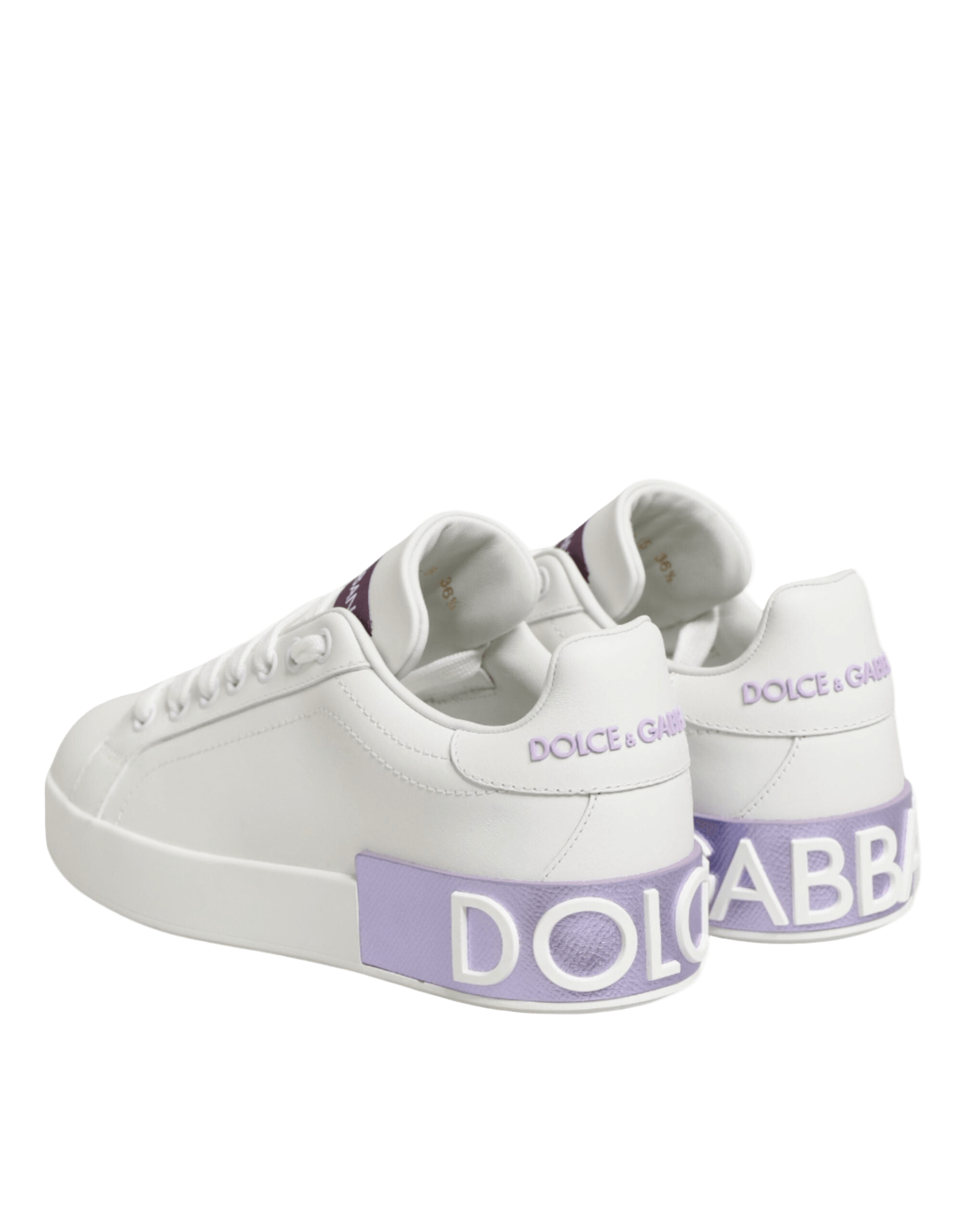 Dolce & Gabbana White Leather Purple Casual Sneakers Shoes Glam Steals