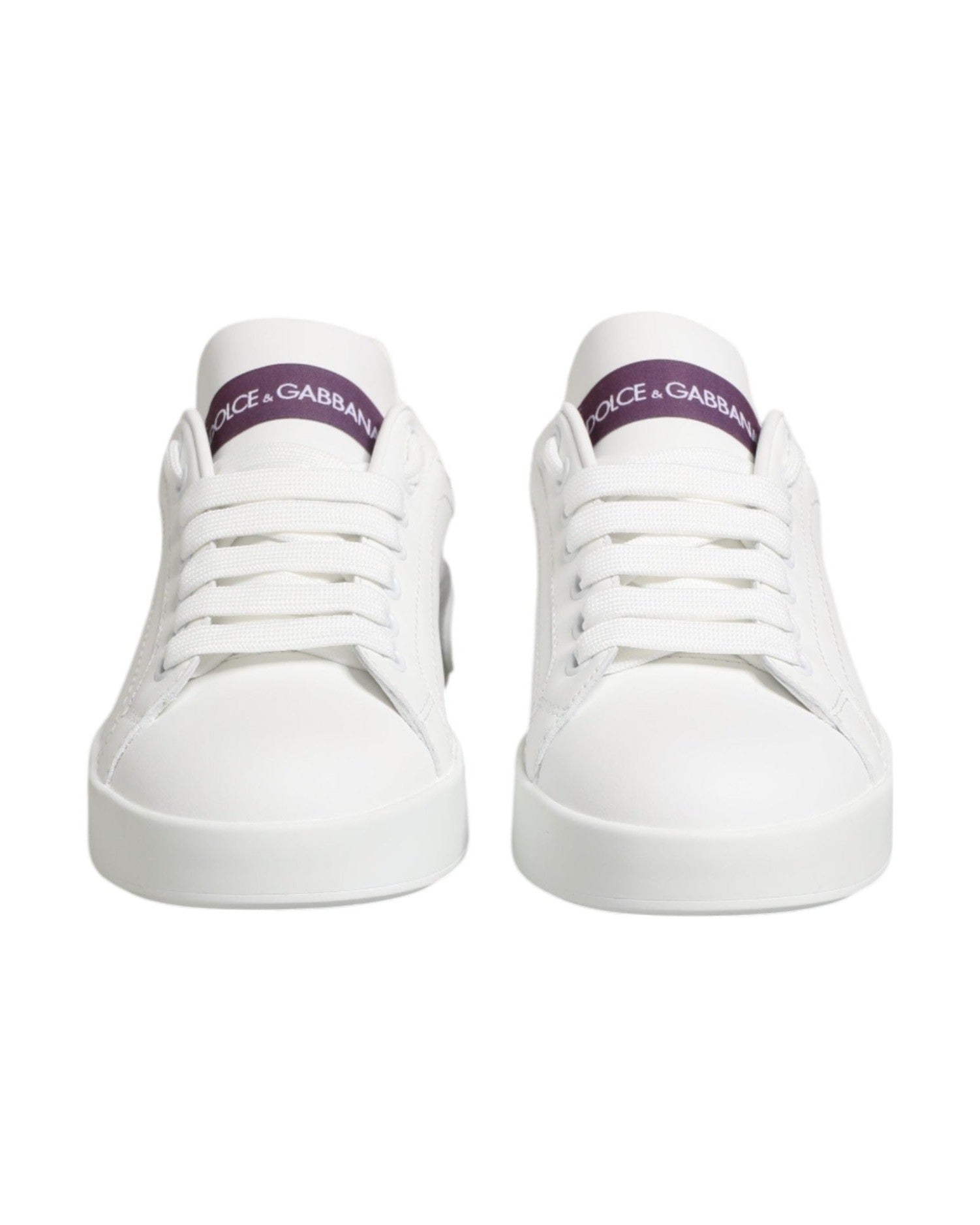 Dolce & Gabbana White Leather Purple Low Top Sneakers Shoes Glam Steals