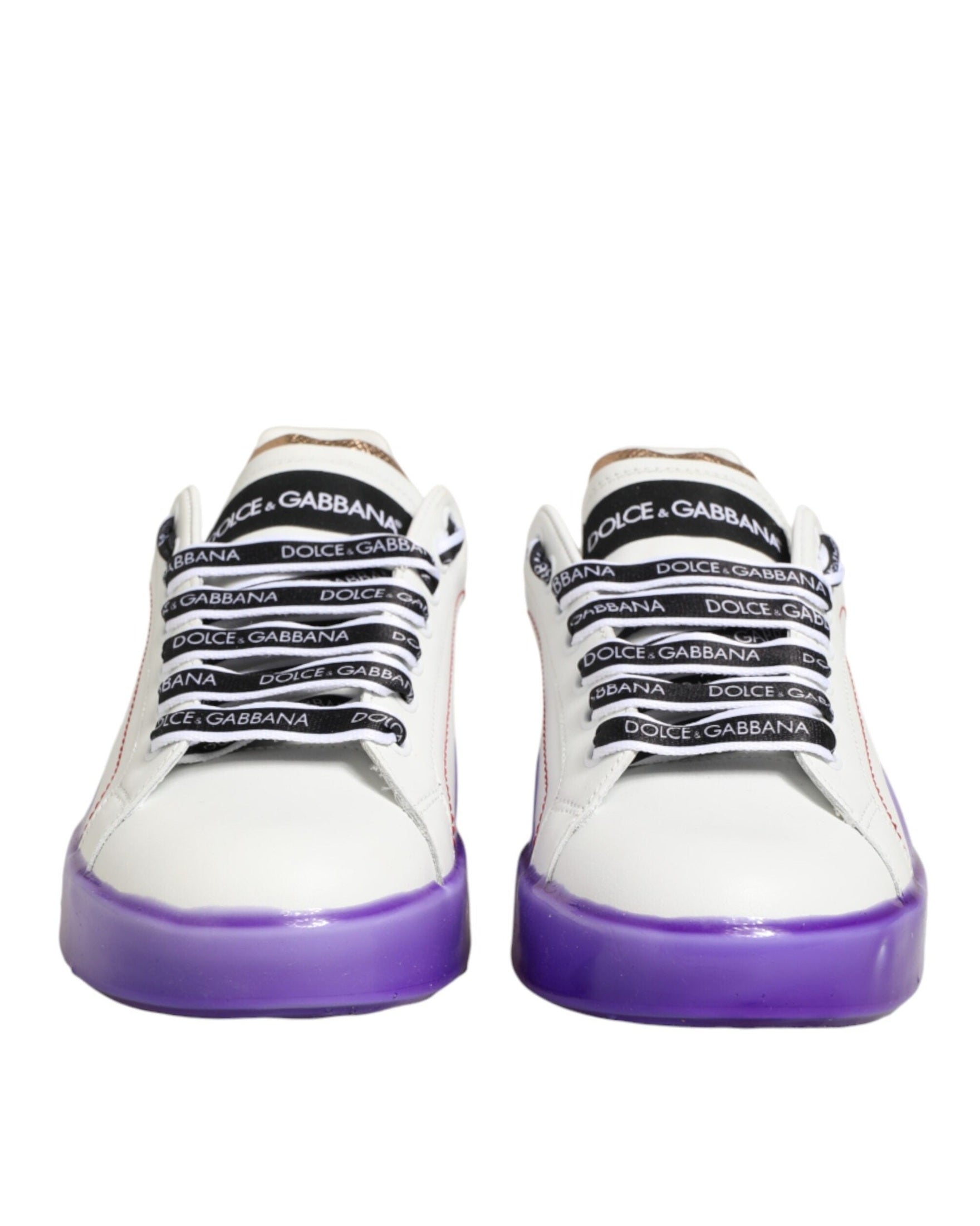 Dolce & Gabbana White Leather Purple Low Top Sneaker Shoes Glam Steals