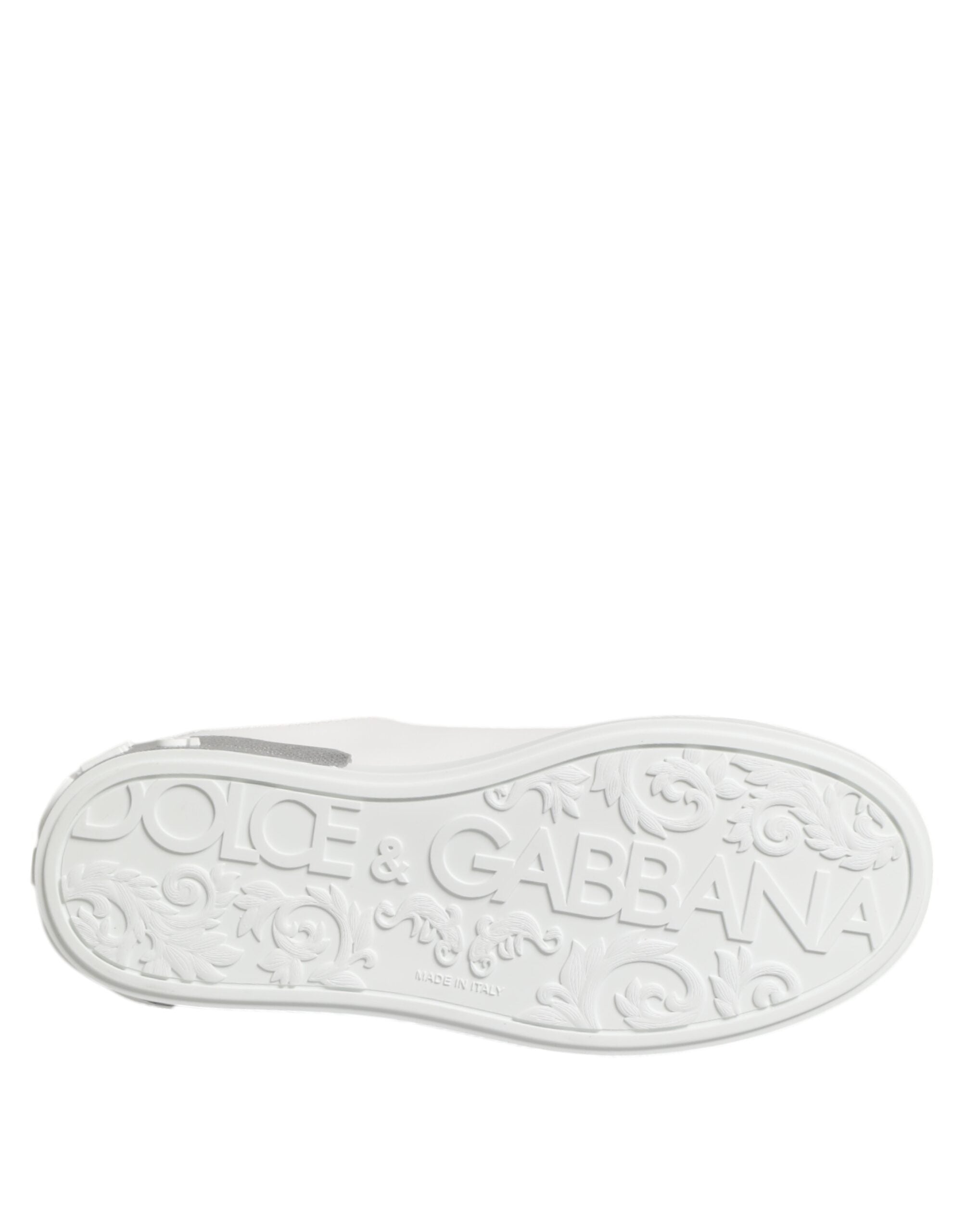 Dolce & Gabbana White Leather Purple Low Top Sneakers Shoes Glam Steals