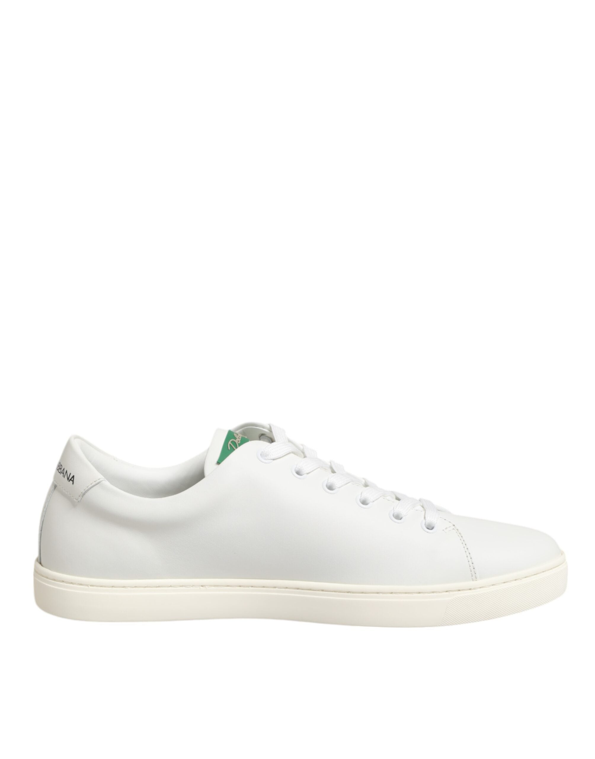 Dolce & Gabbana White Leather Rose Embroidery Low Top Shoes Glam Steals