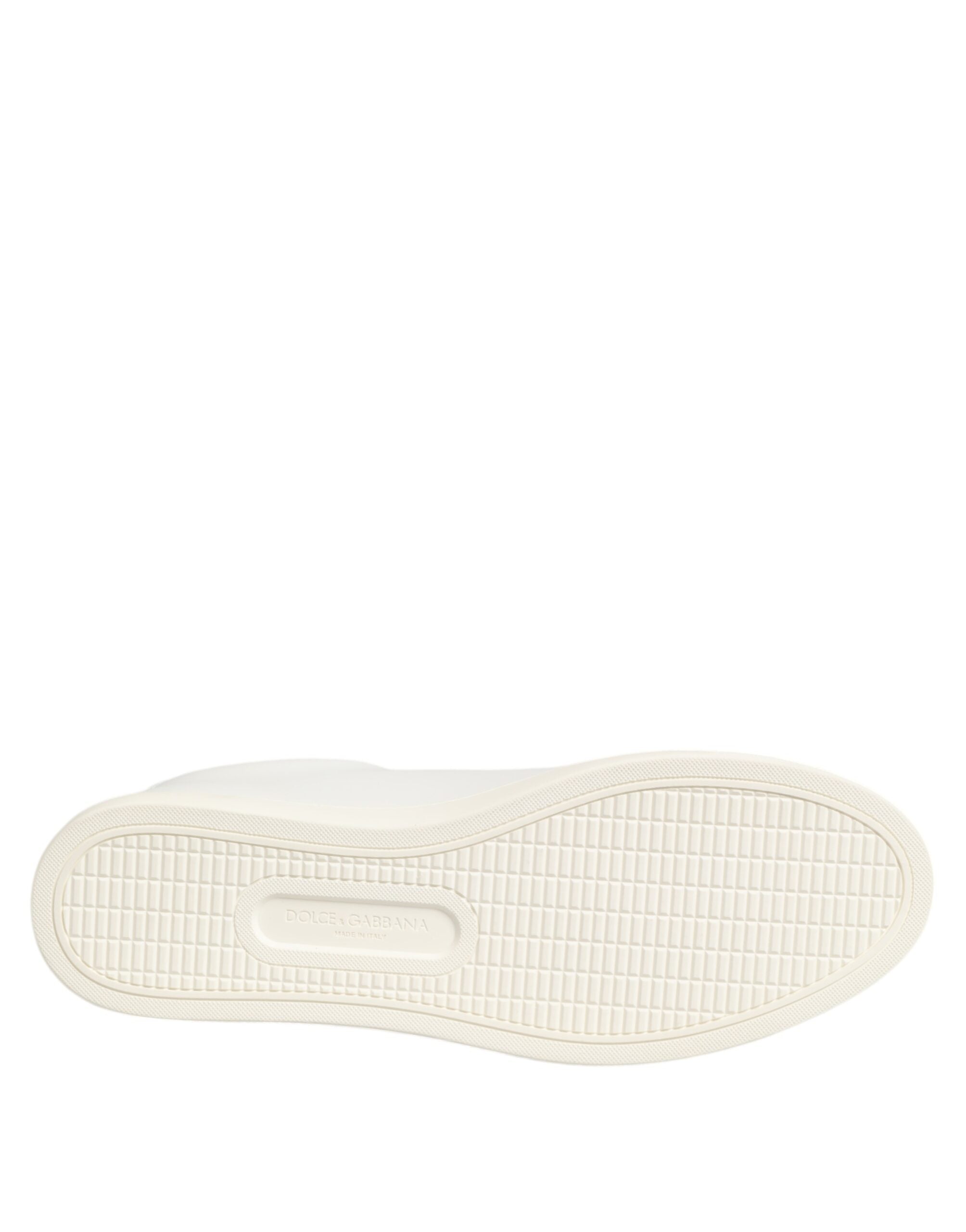 Dolce & Gabbana White Leather Rose Embroidery Low Top Shoes Glam Steals