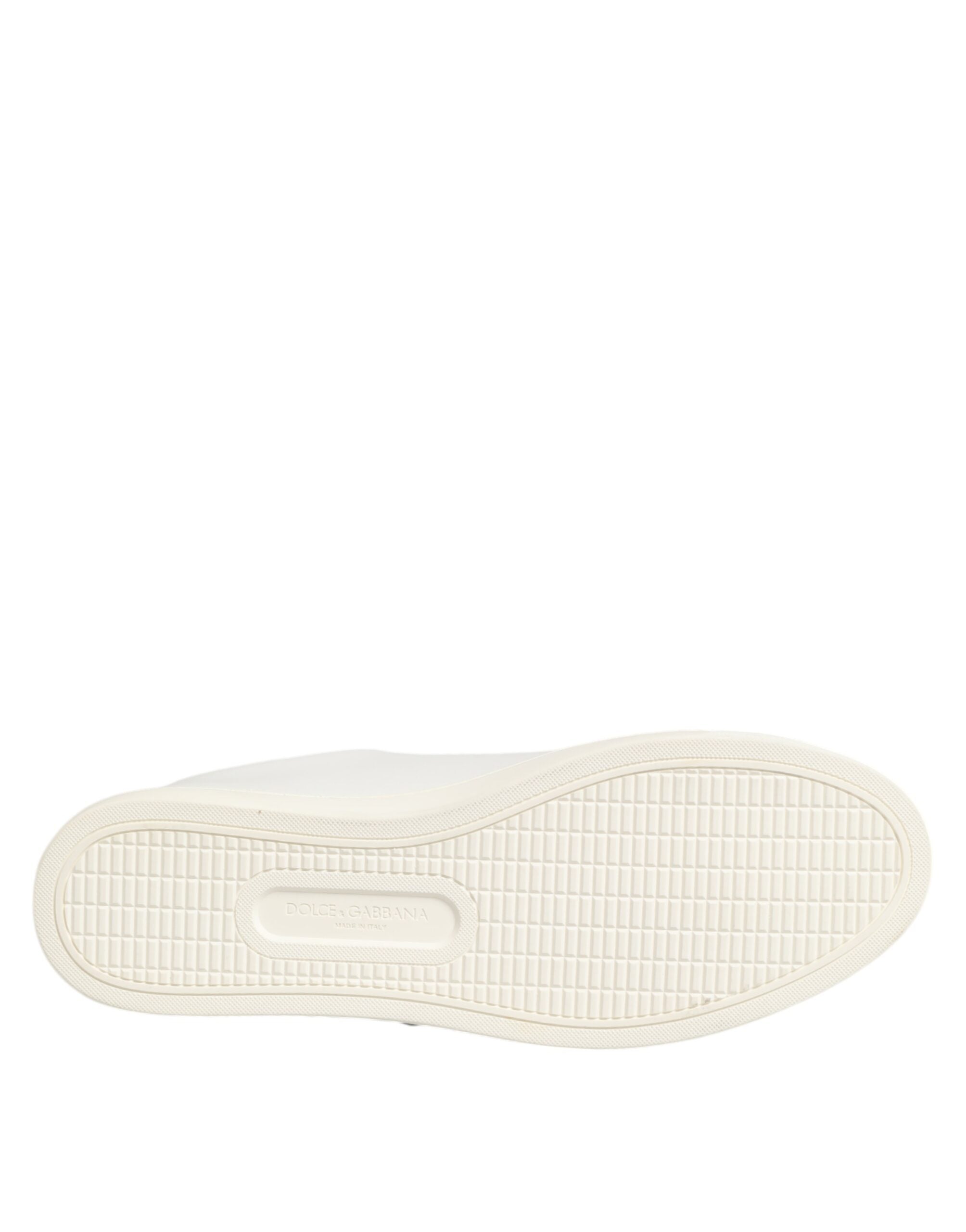 Dolce & Gabbana White Leather Sacre Heart Patch Sneakers Shoes Glam Steals