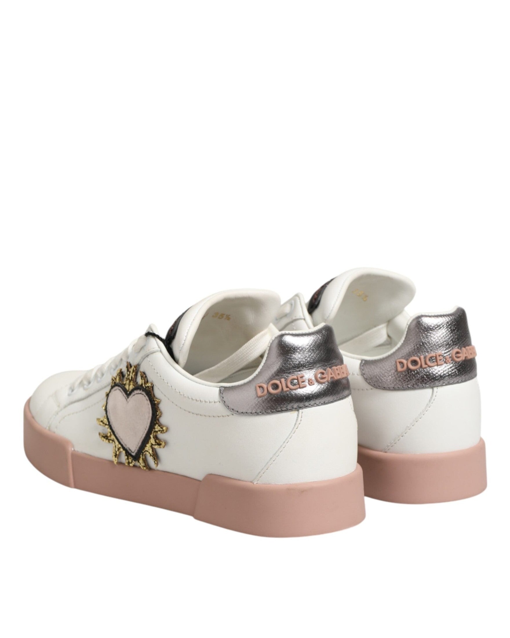 Dolce & Gabbana White Leather Sacred Heart Sneakers Shoes Glam Steals