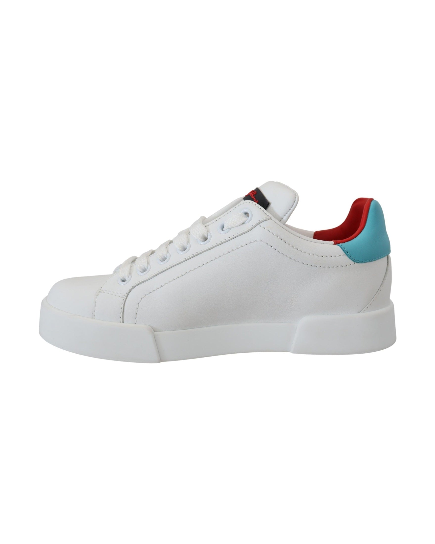 Dolce & Gabbana White Leather Sneaker Portofino Logo Heart Shoes Glam Steals