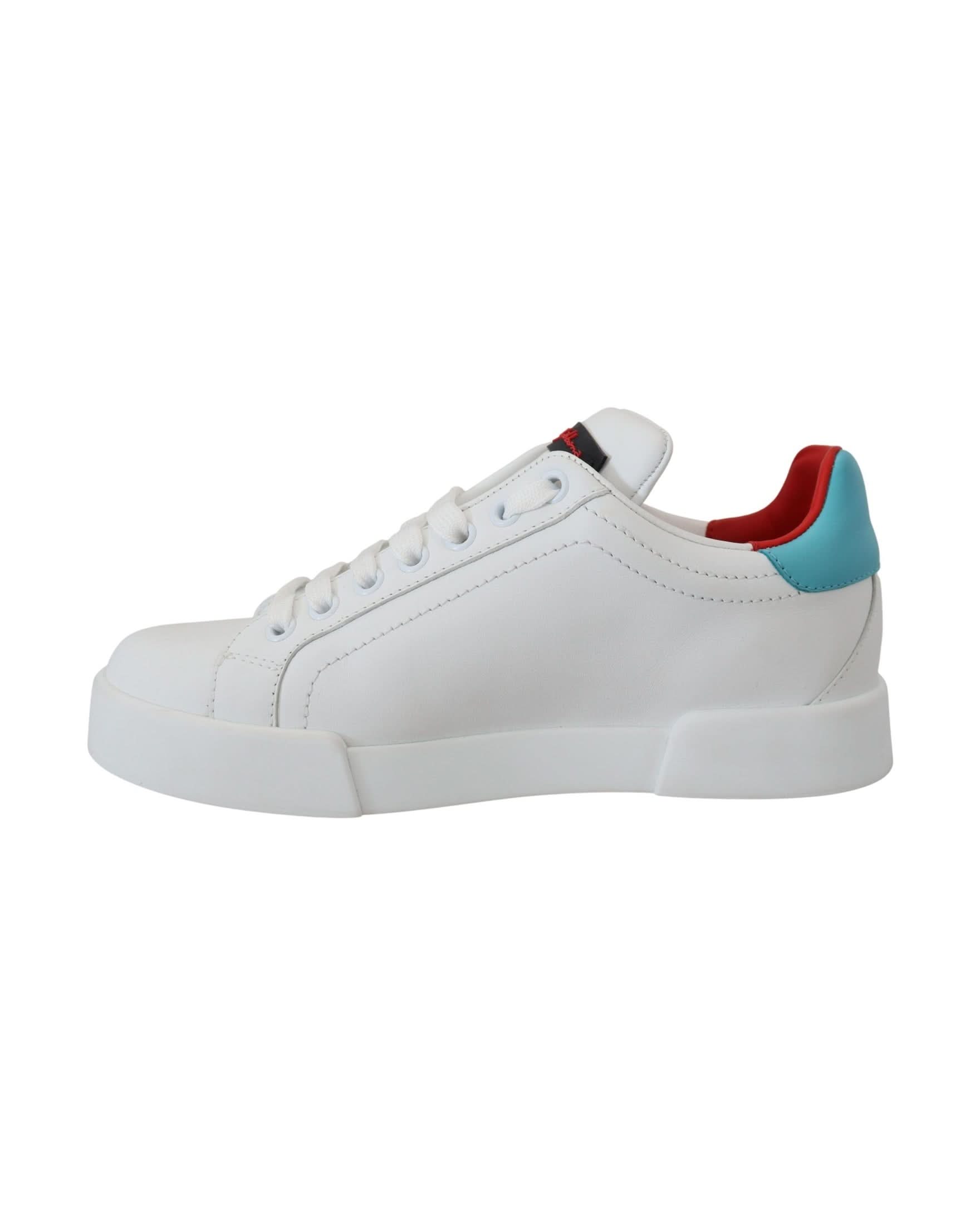 Dolce & Gabbana White Leather Sneaker Portofino Logo Heart Shoes Sneakers
